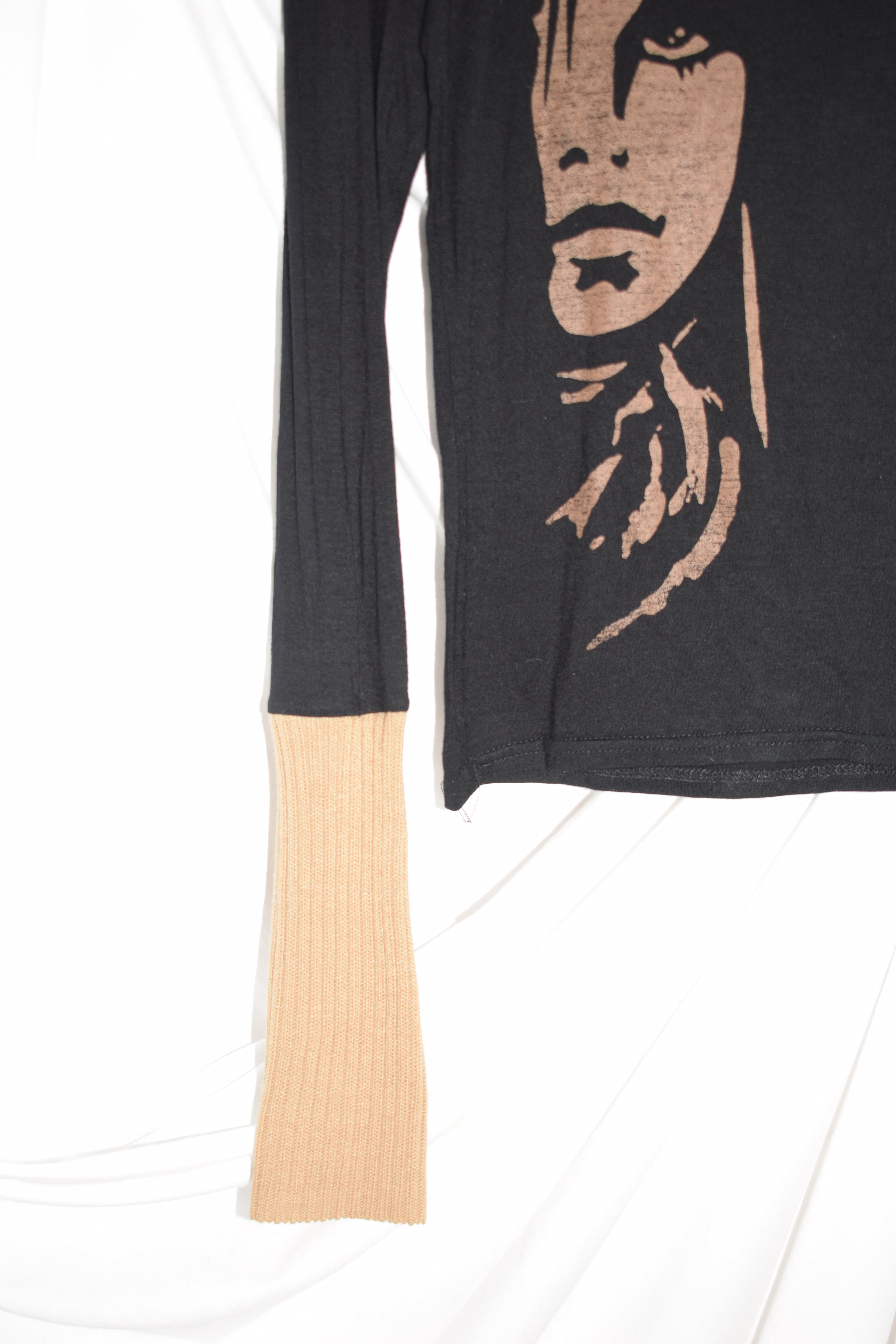 TAN AND BLACK TURTLE NECK TOP