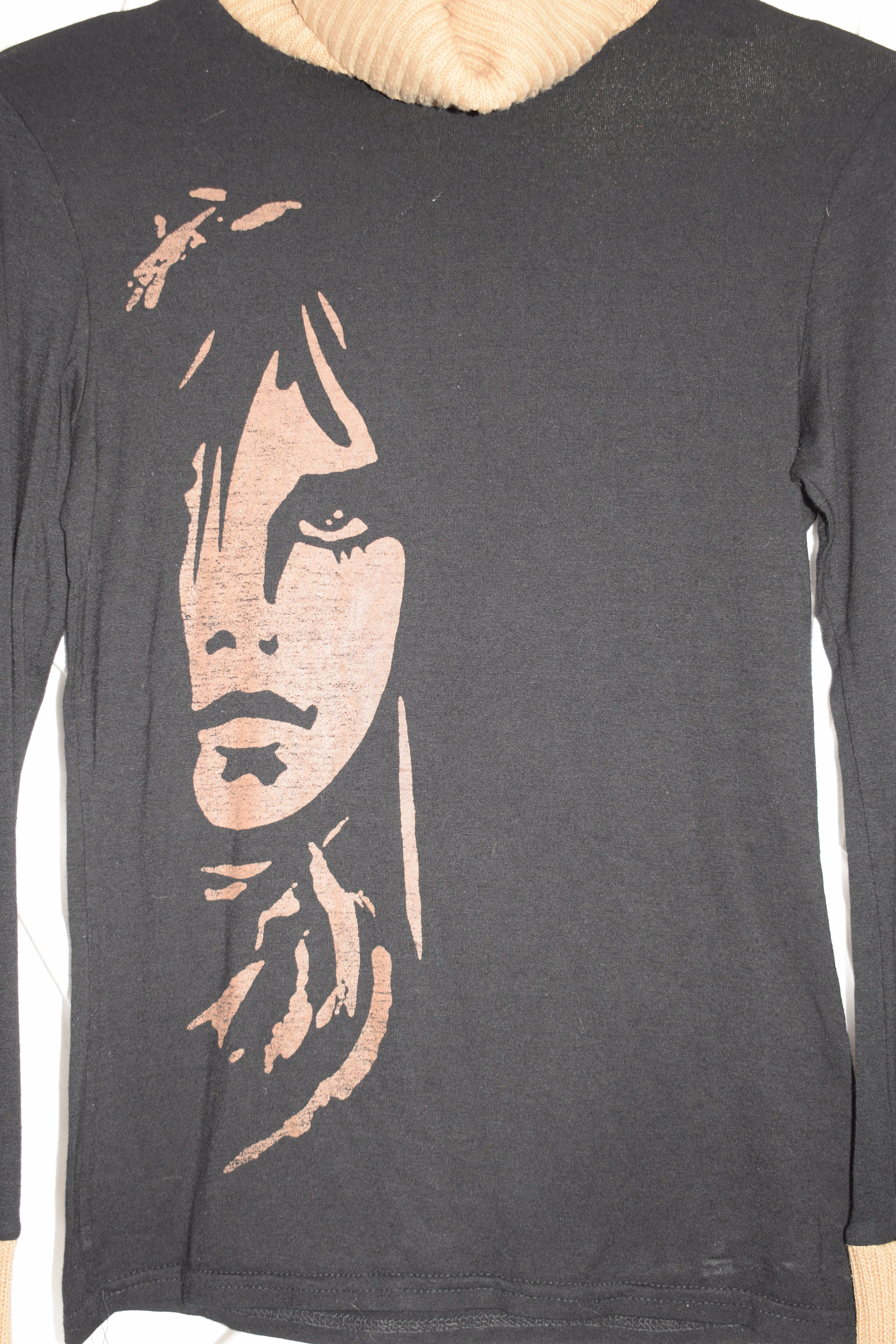 TAN AND BLACK TURTLE NECK TOP