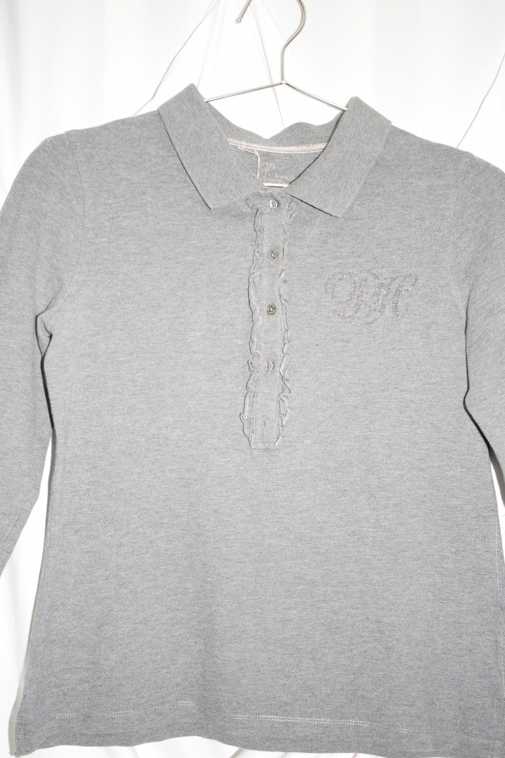 GREY POLO TOP WITH DIAMANTE INITIALS