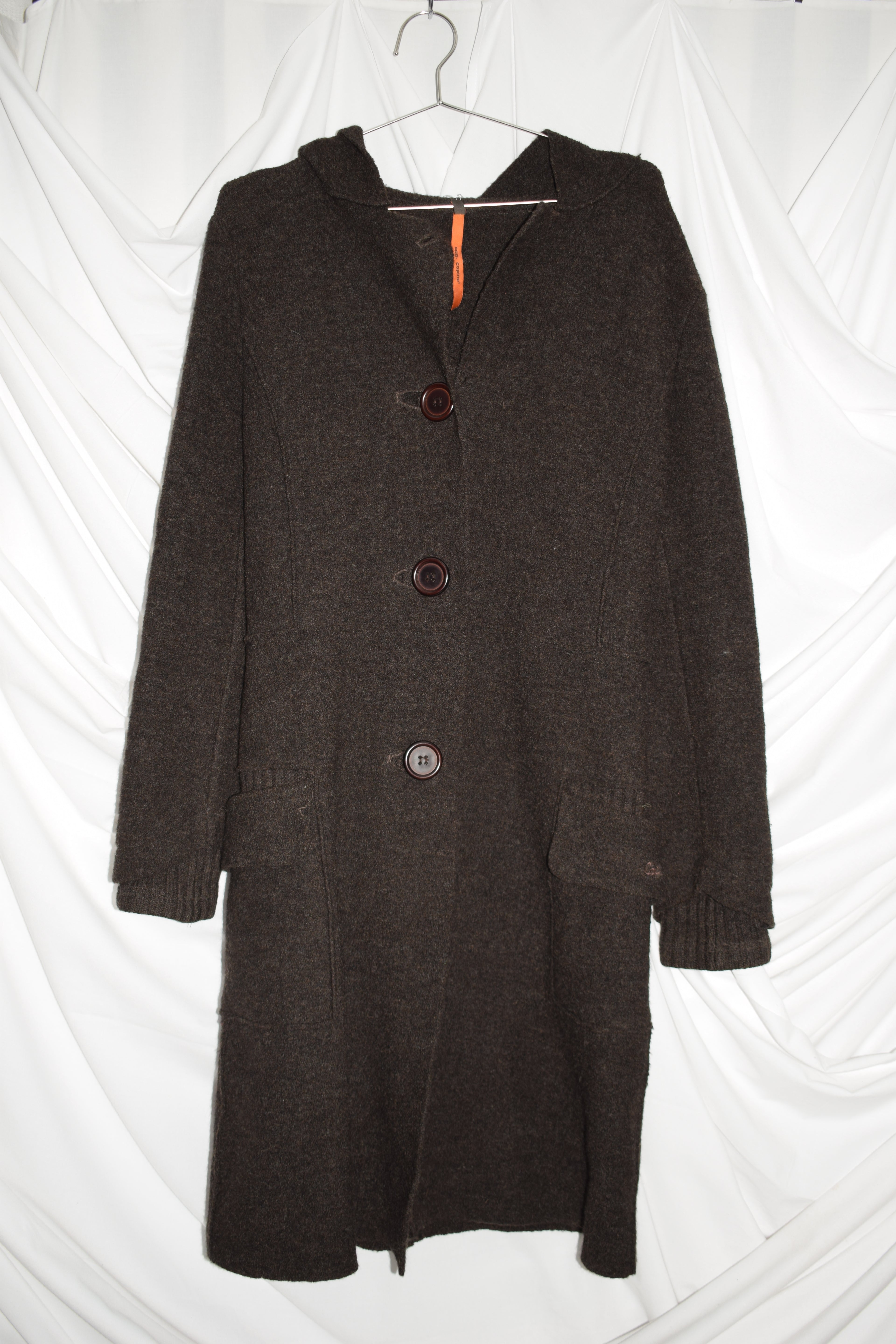 BROWN WOOL HOODED COAT by Cop Copine