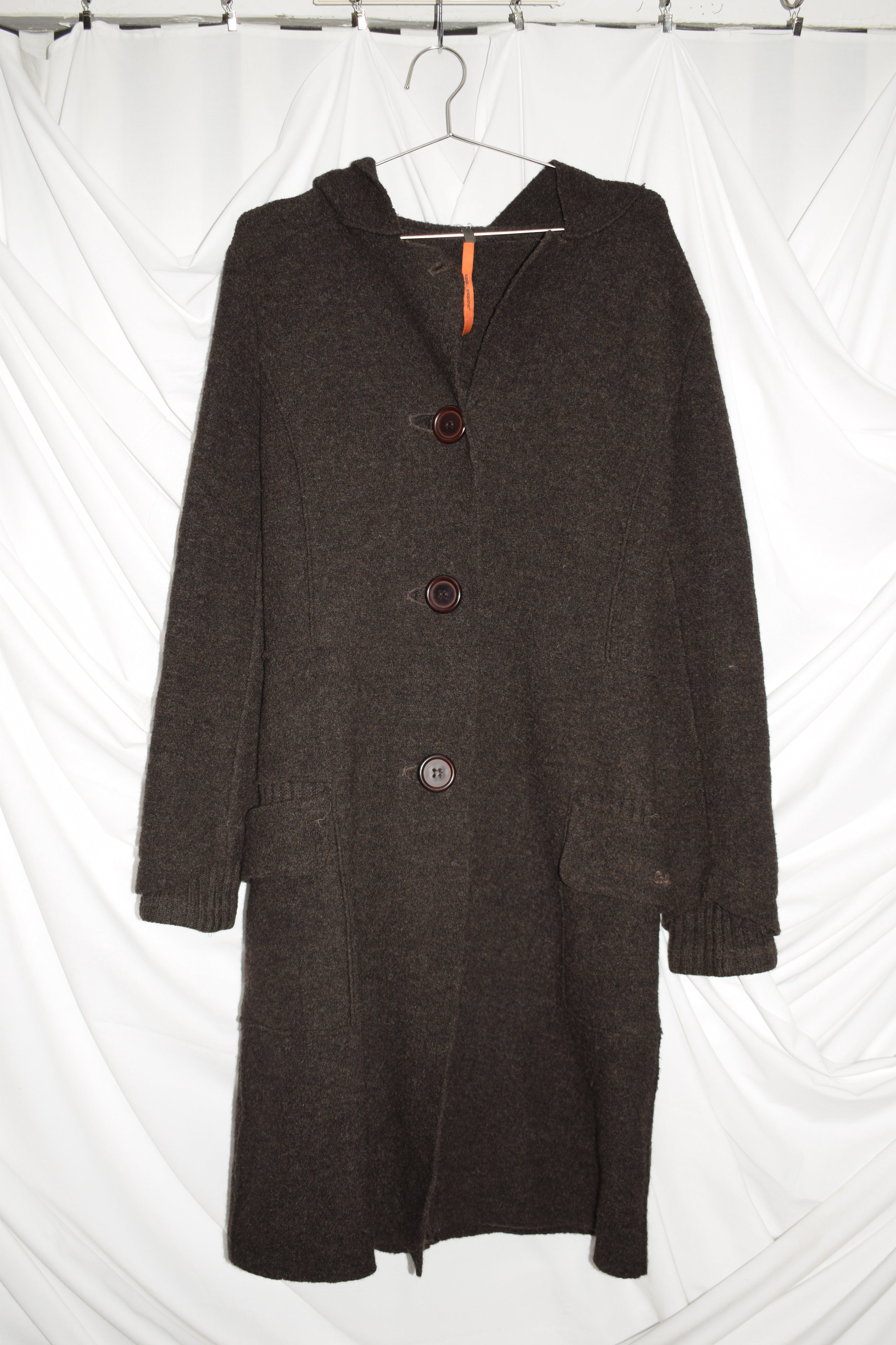 BROWN WOOL HOODED COAT by Cop Copine