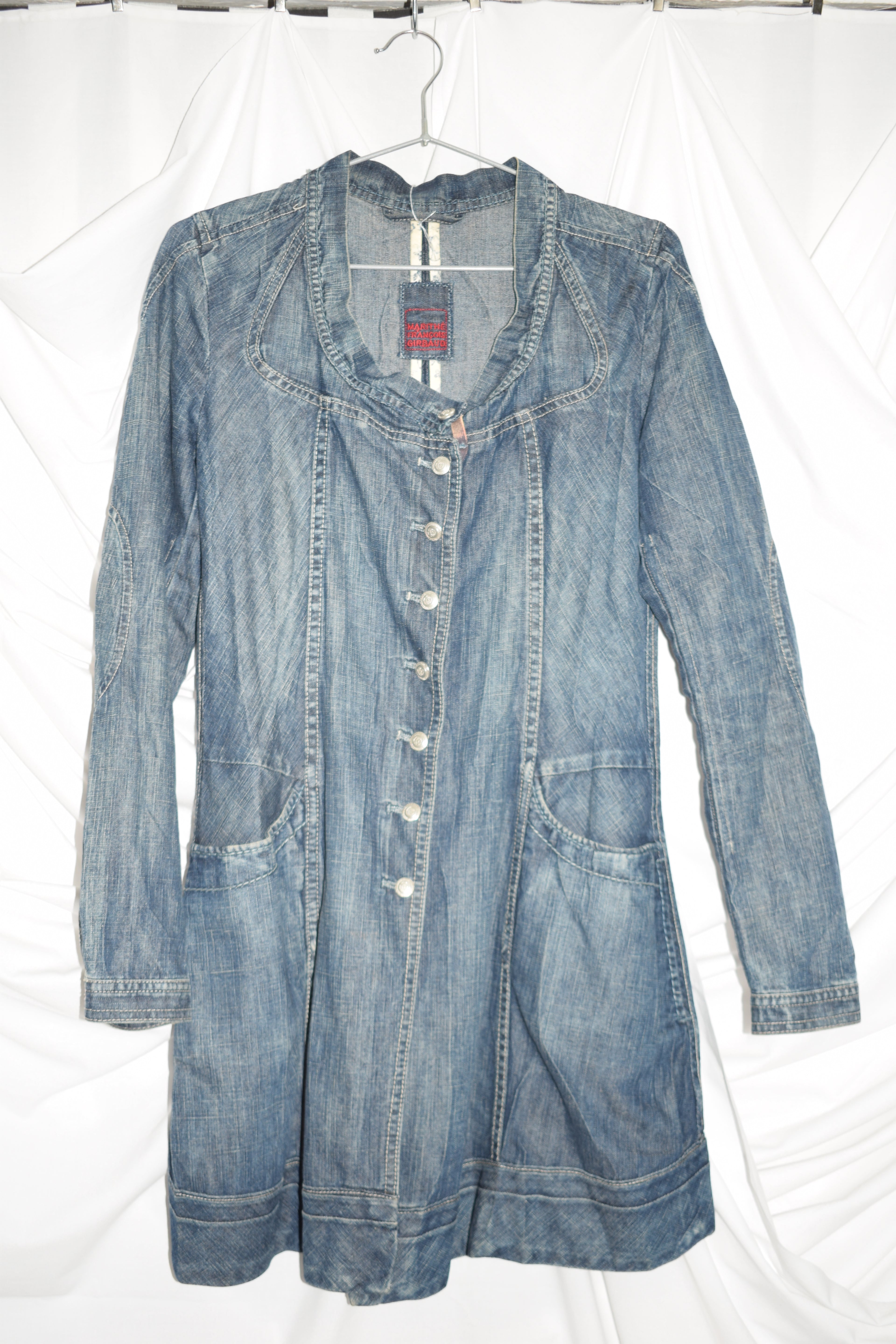 DENIM WIDE NECK MIDI COAT by Marithé + François Girbaud