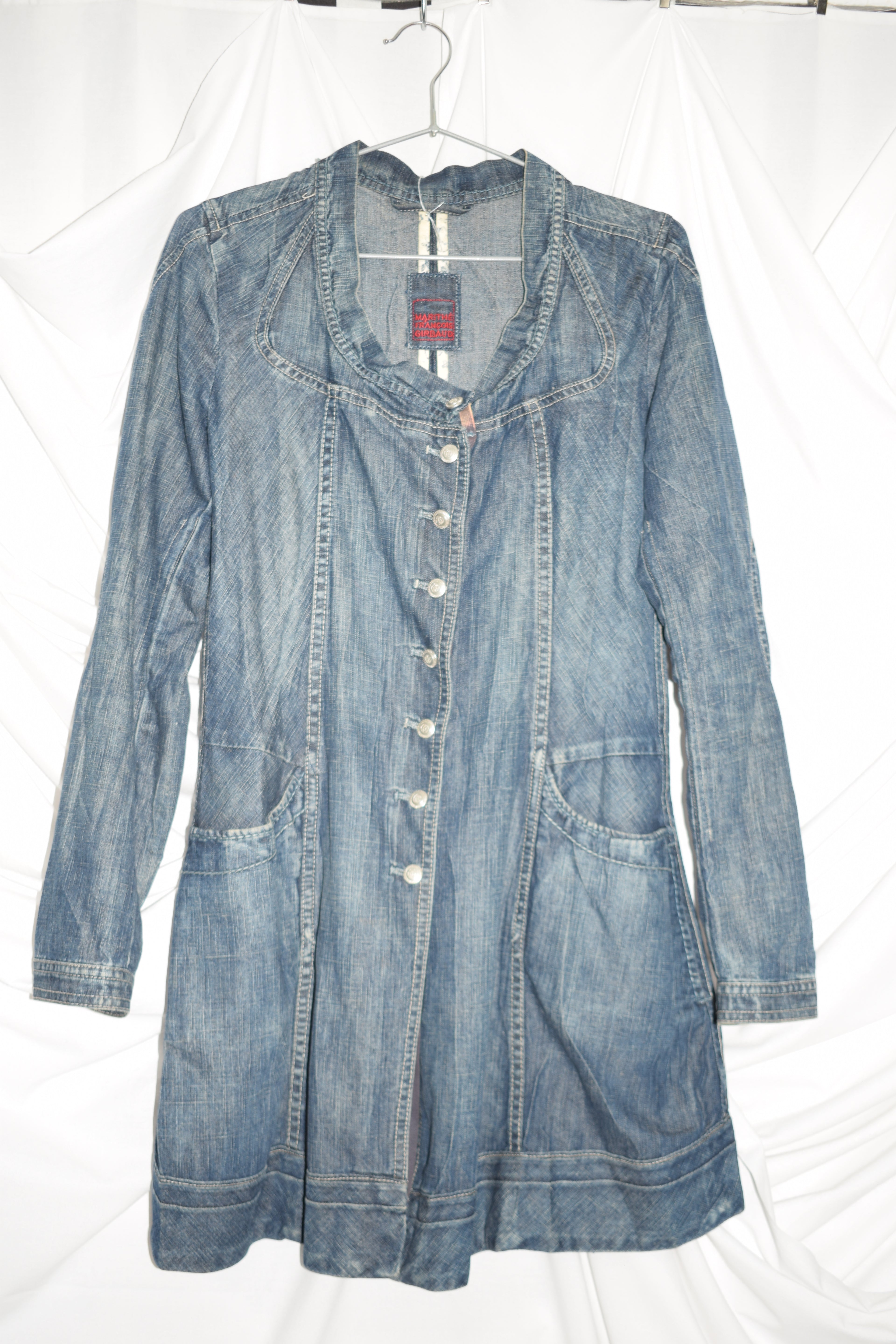 DENIM WIDE NECK MIDI COAT by Marithé + François Girbaud