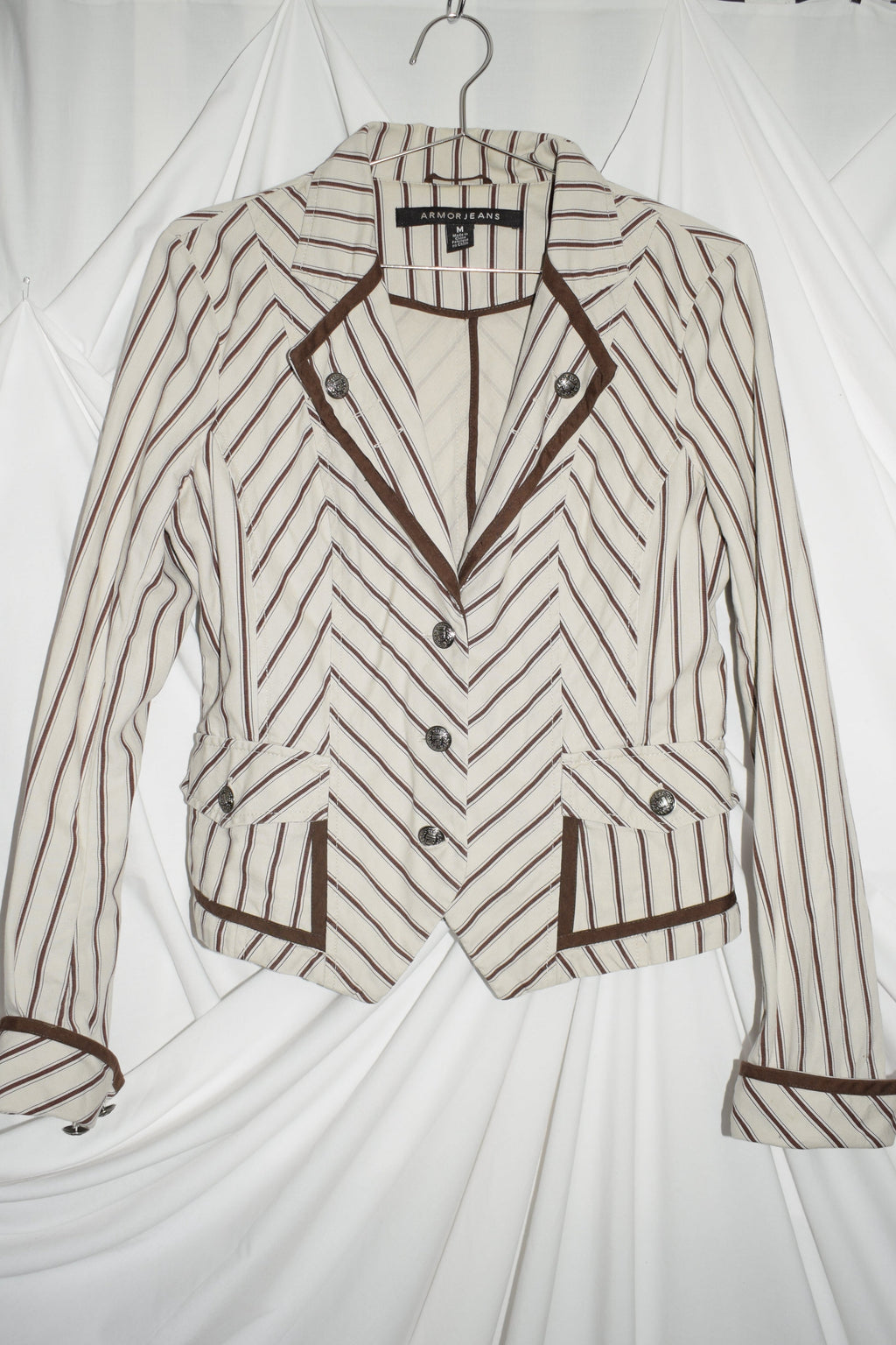 MILITARY STYLE STRIPE DENIM JACKET