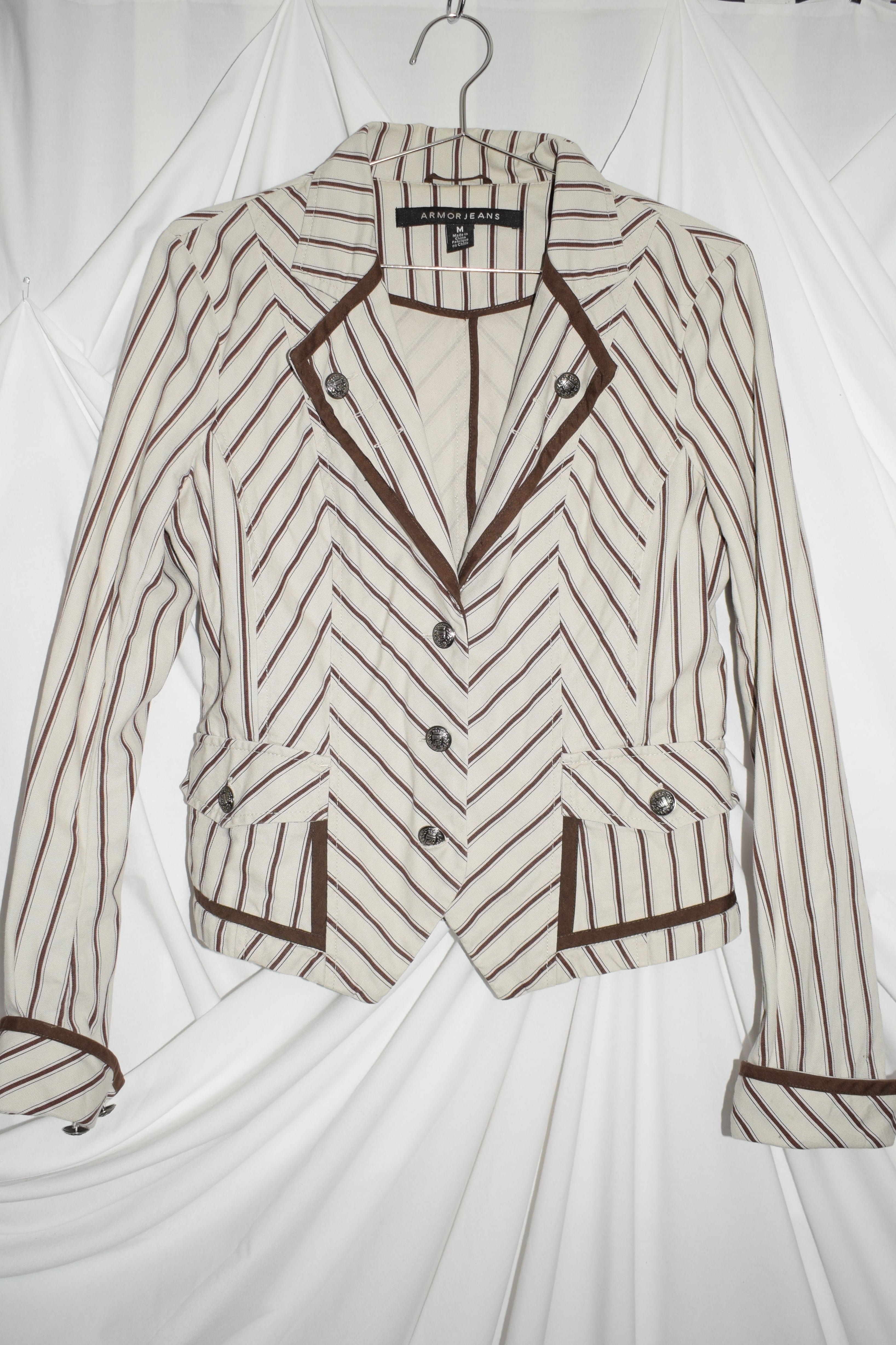 MILITARY STYLE STRIPE DENIM JACKET