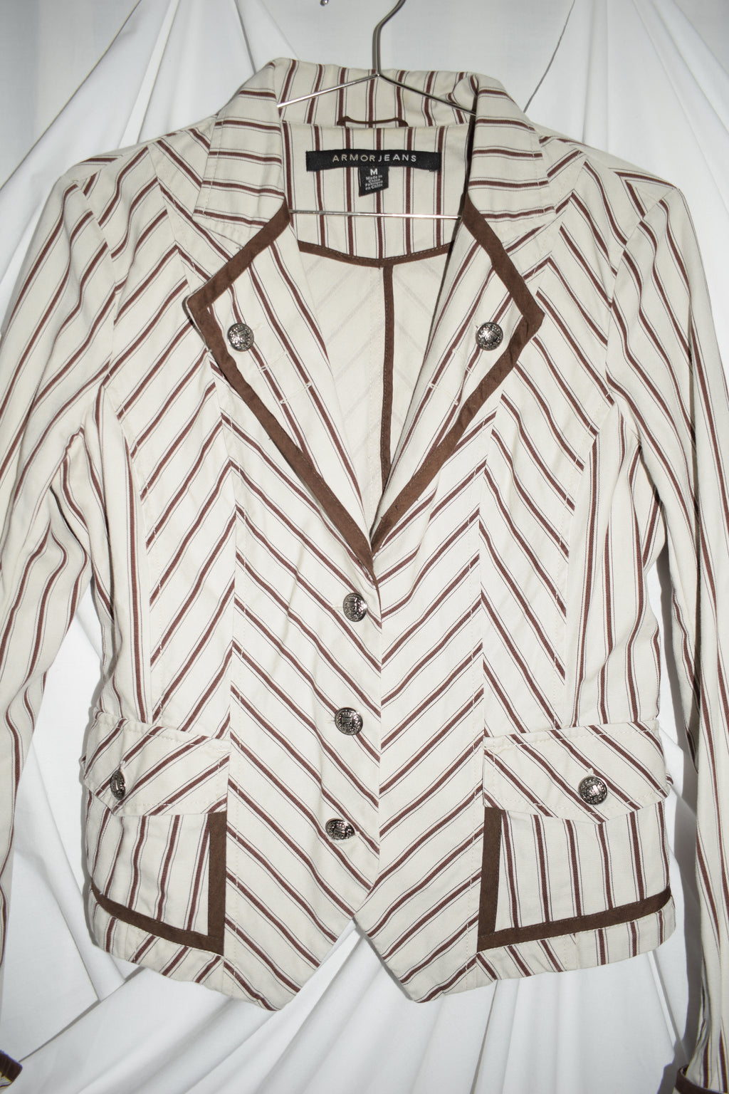 MILITARY STYLE STRIPE DENIM JACKET