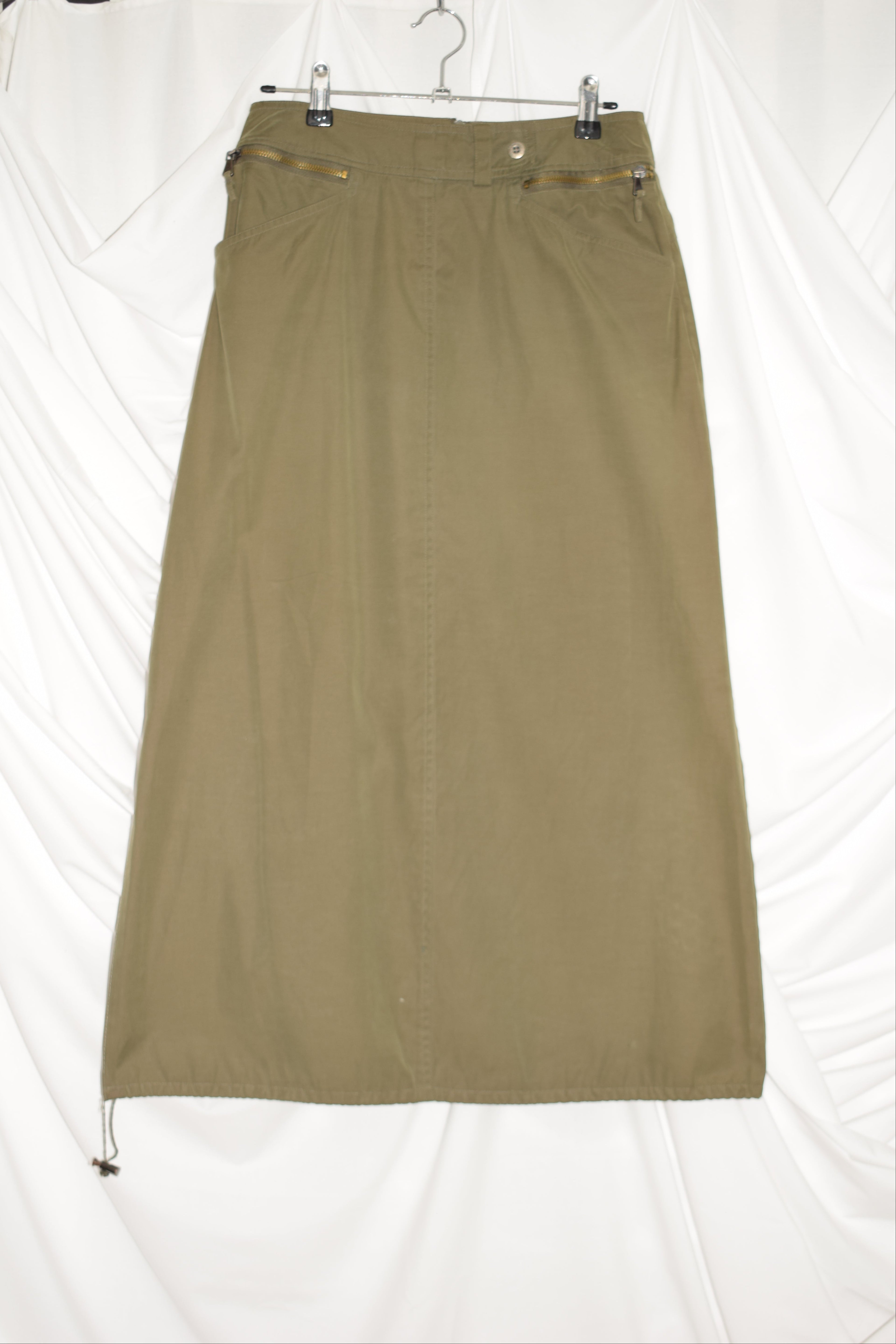 KHAKI CARGO MAXI SKIRT