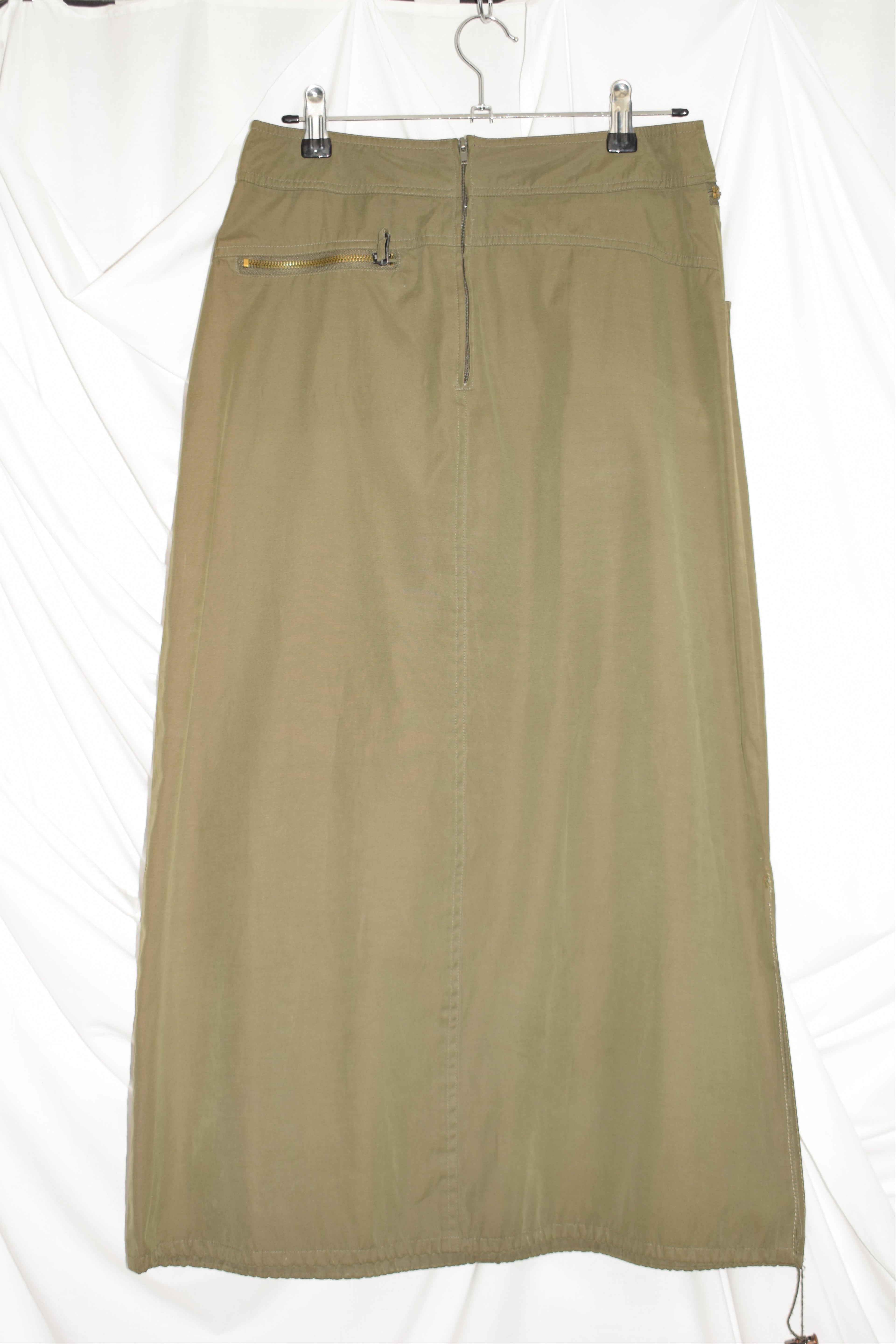 KHAKI CARGO MAXI SKIRT