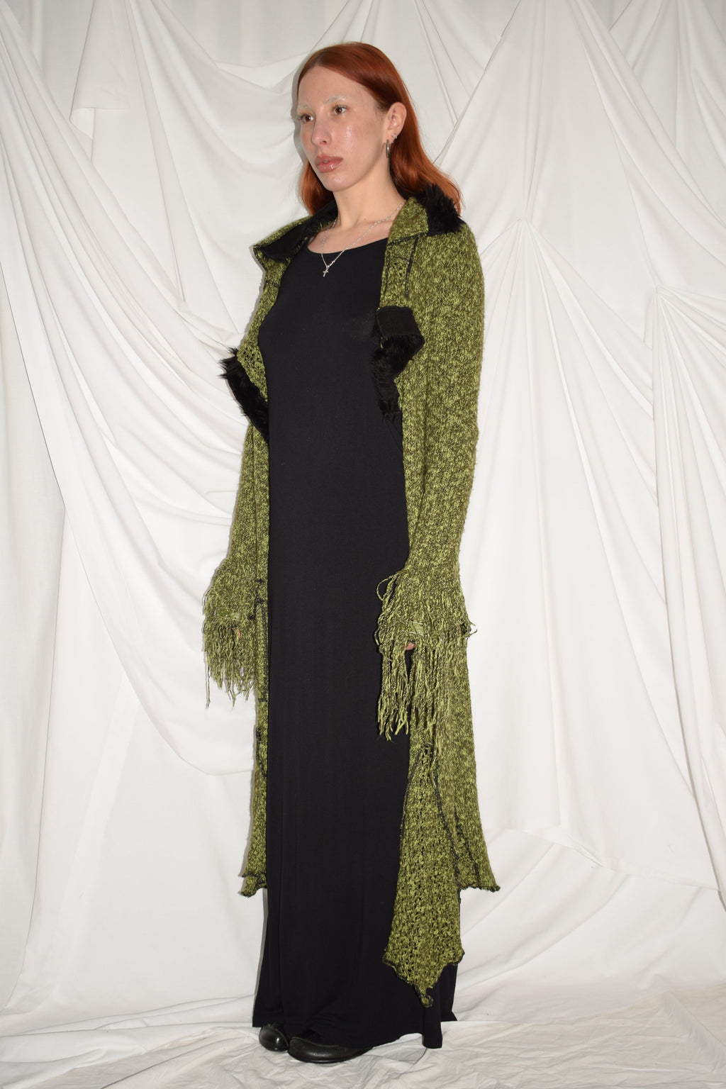 GREEN KNIT MAXI CARDIGAN
