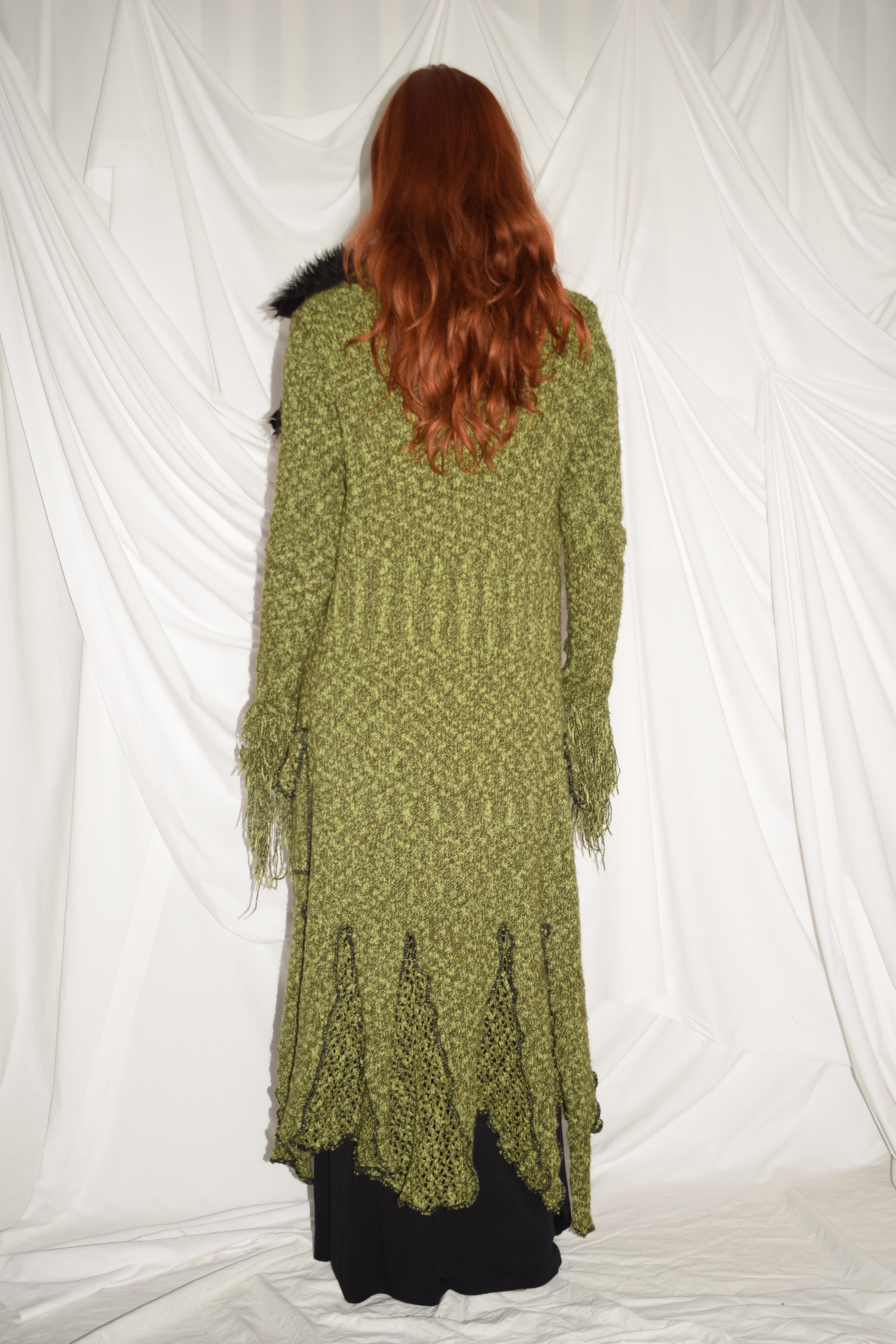 GREEN KNIT MAXI CARDIGAN