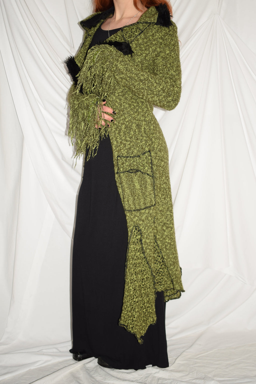 GREEN KNIT MAXI CARDIGAN