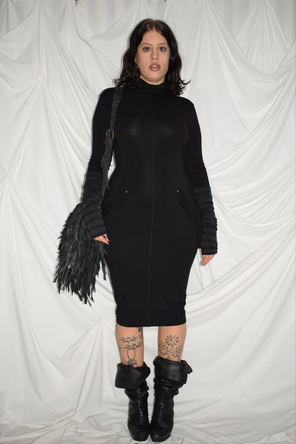 BLACK COP COPINE TURTLE NECK DRESS