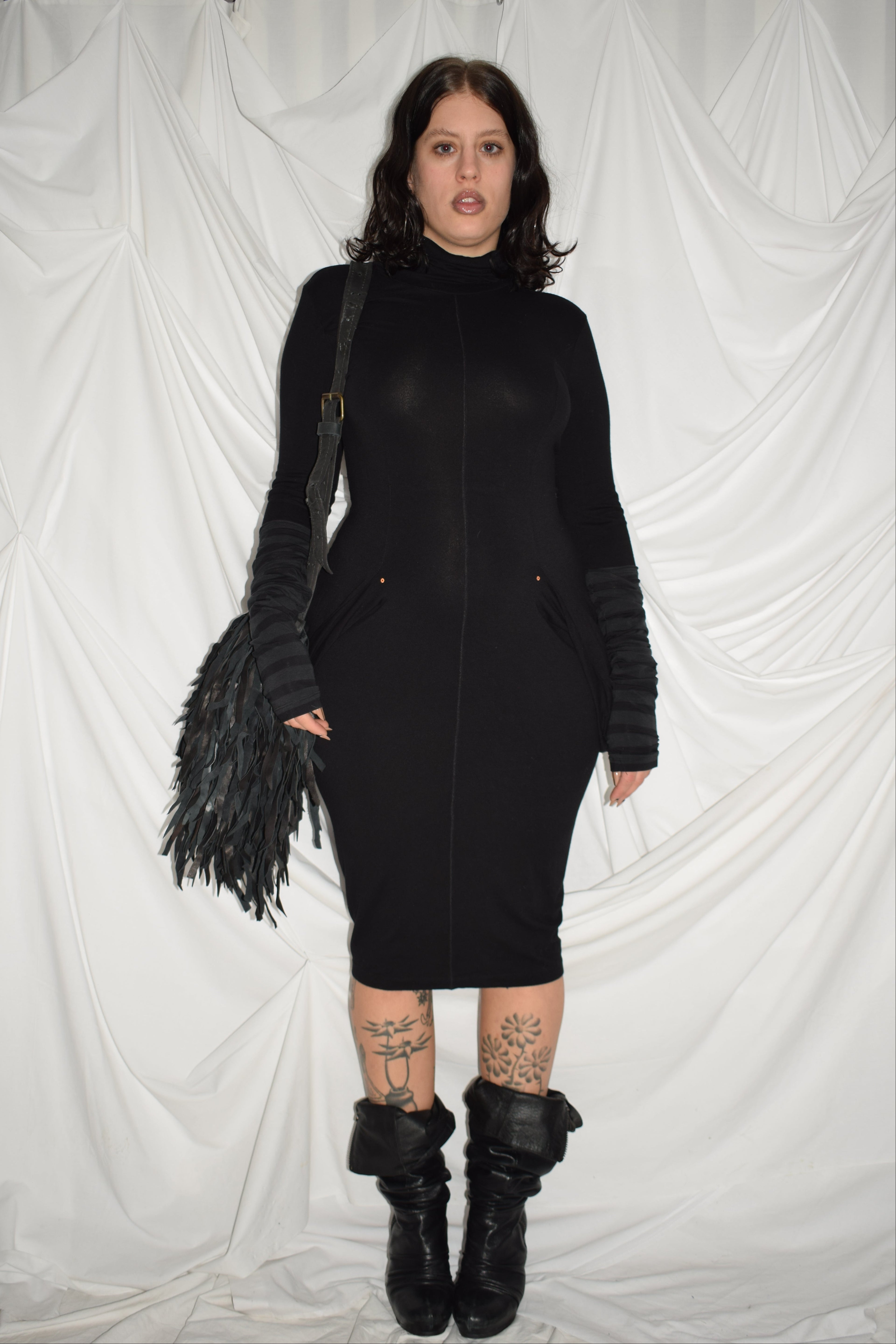 BLACK COP COPINE TURTLE NECK DRESS