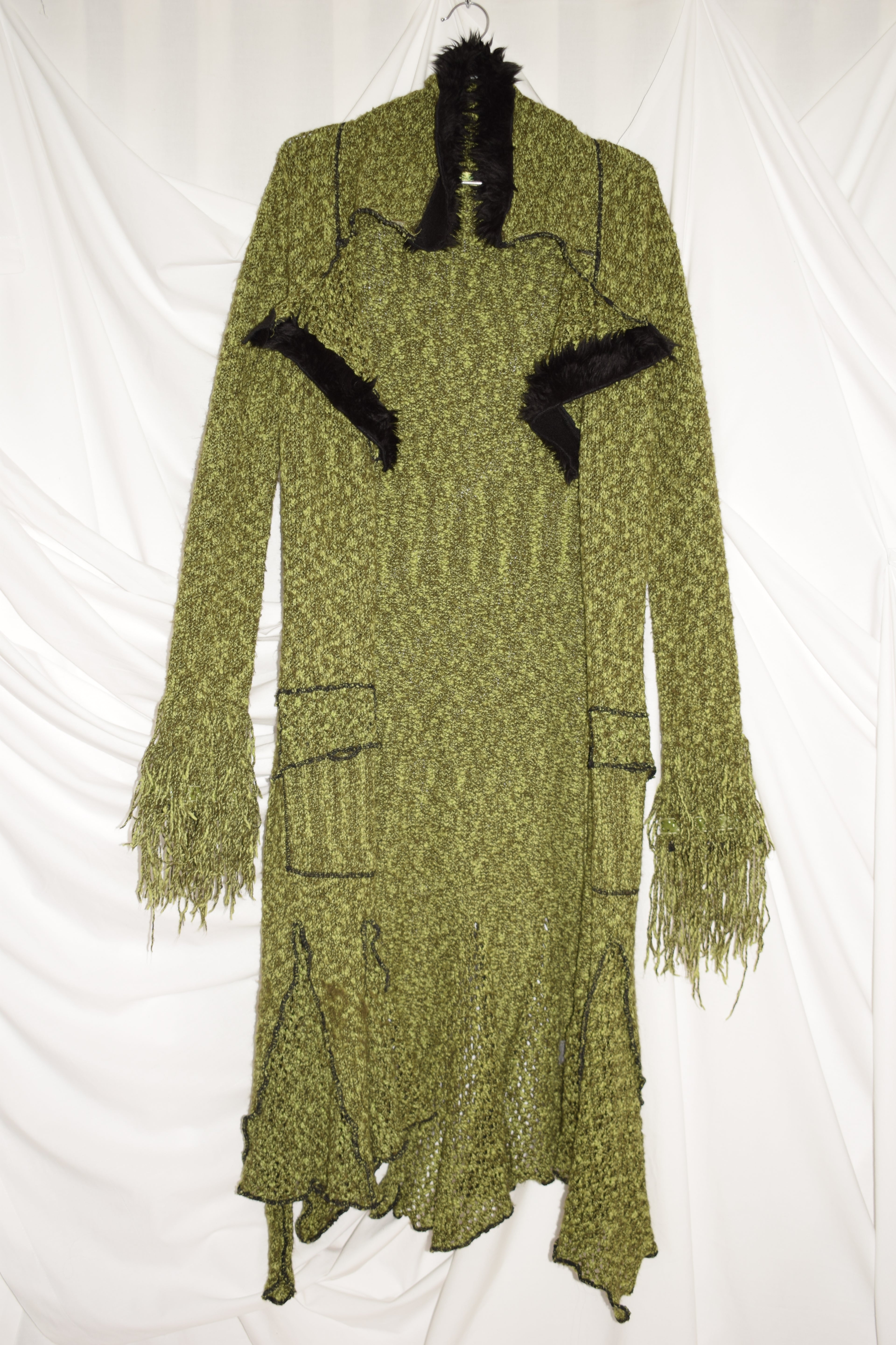 GREEN KNIT MAXI CARDIGAN