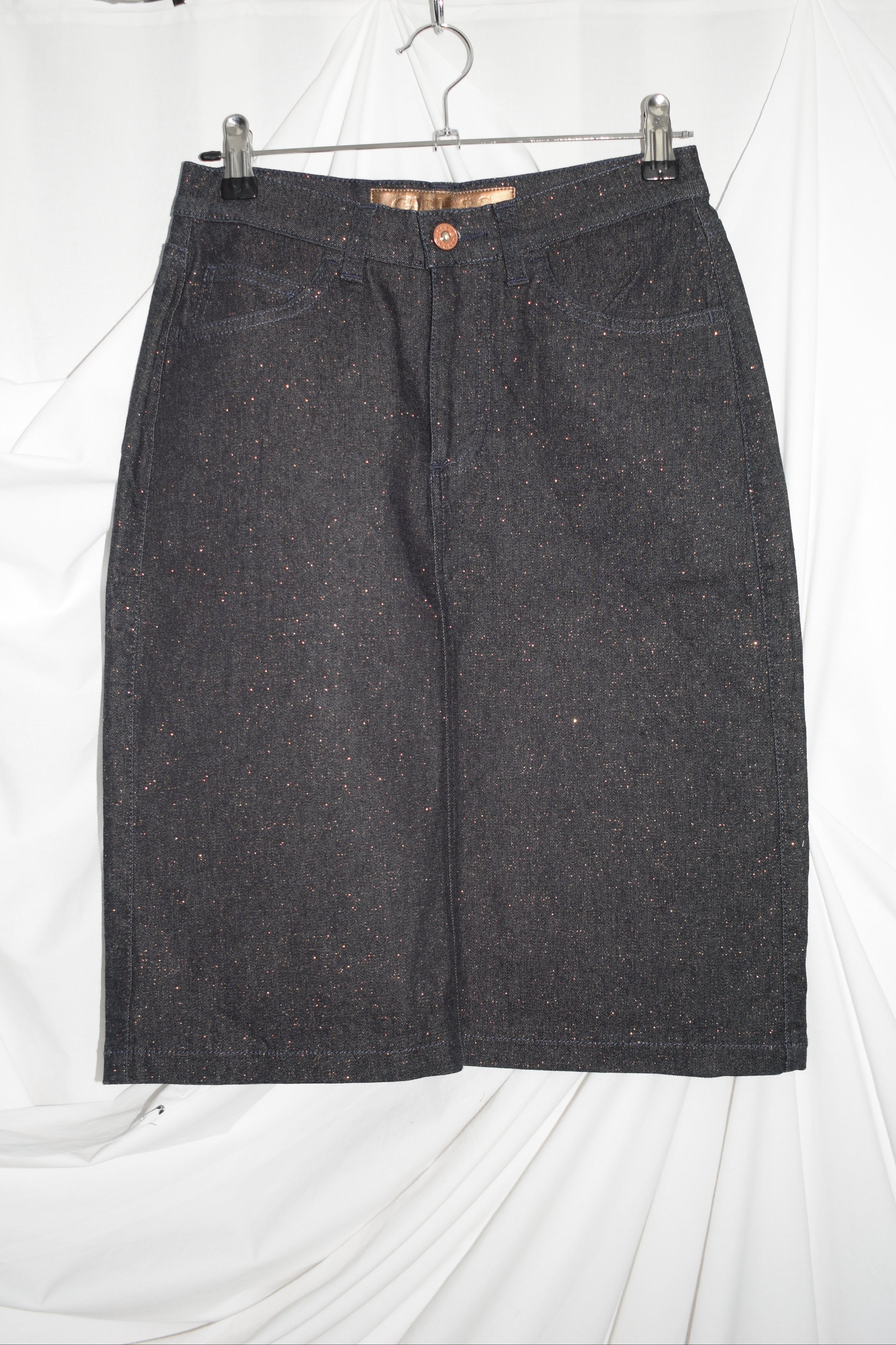 GOLD SPARKLE DENIM SKIT by BOSS