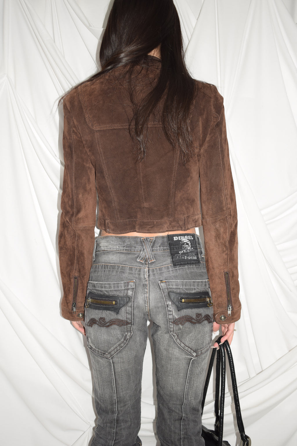 BROWN SUEDE CROPPED JACKET