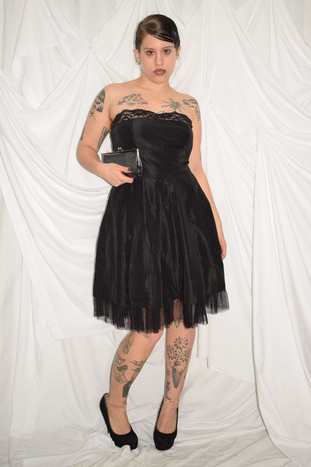 BLACK STRAPLESS DRESS WITH TUTU