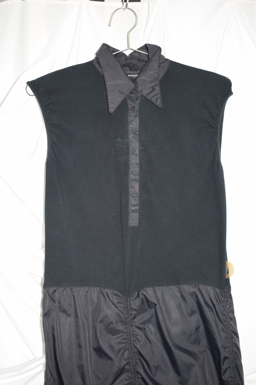 BLACK COP COPINE RUCHED MAXI DRESS