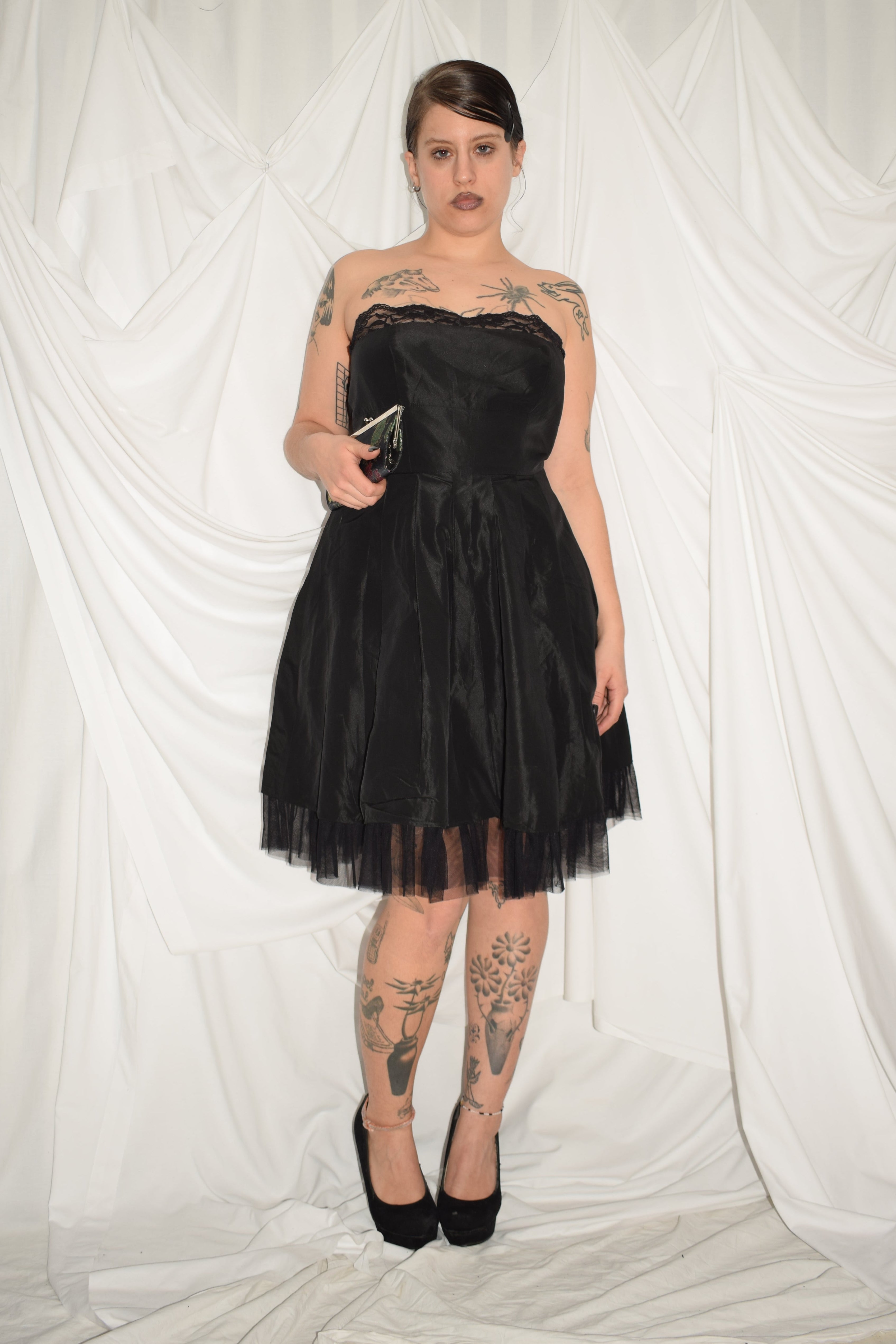 BLACK STRAPLESS DRESS WITH TUTU