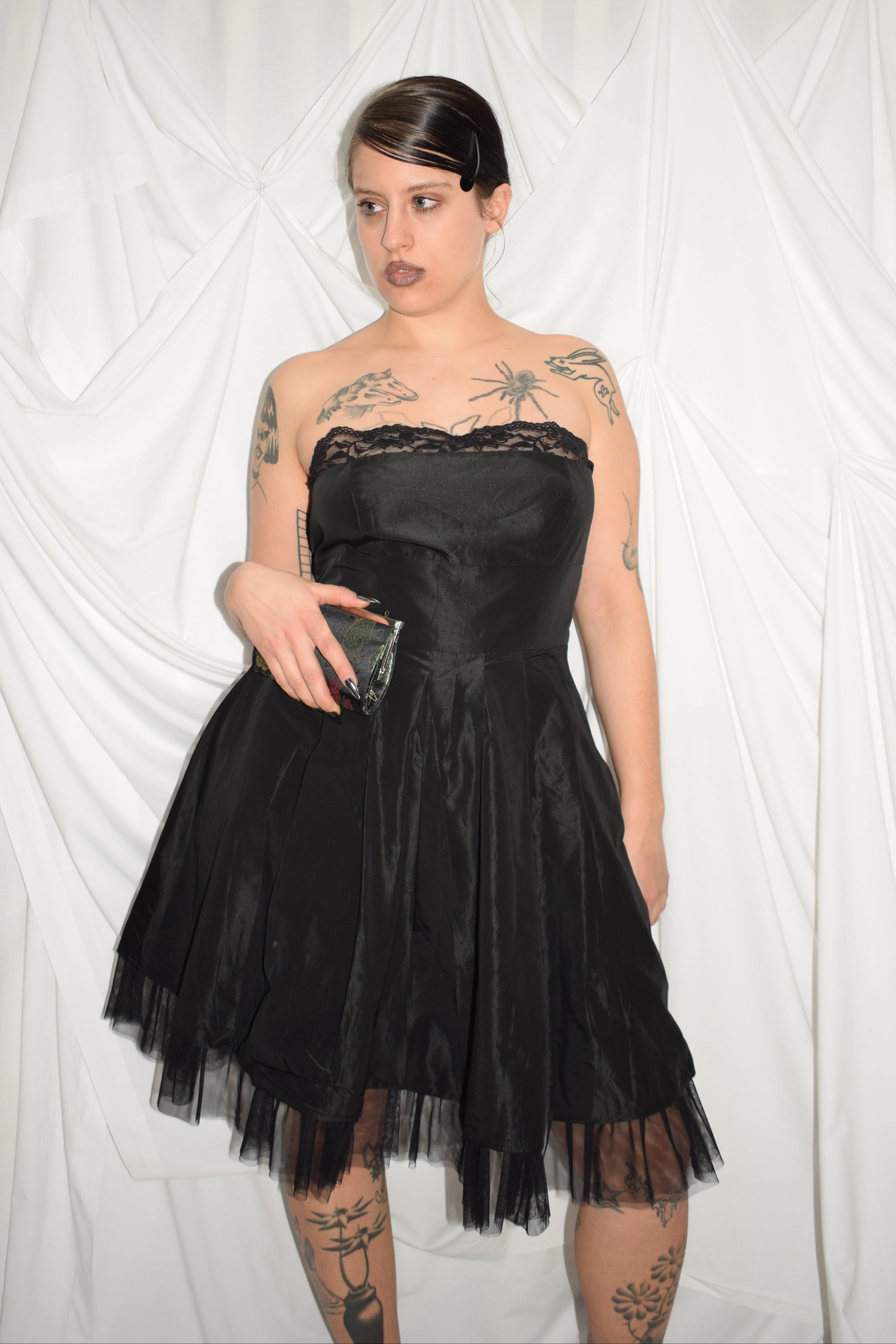 BLACK STRAPLESS DRESS WITH TUTU