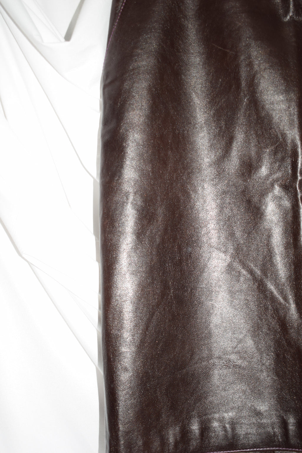 MIU MIU AUBERGINE LEATHER MIDI SKIRT