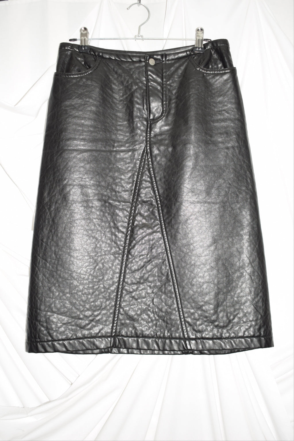 FAUX LEATHER MIDI SKIRT