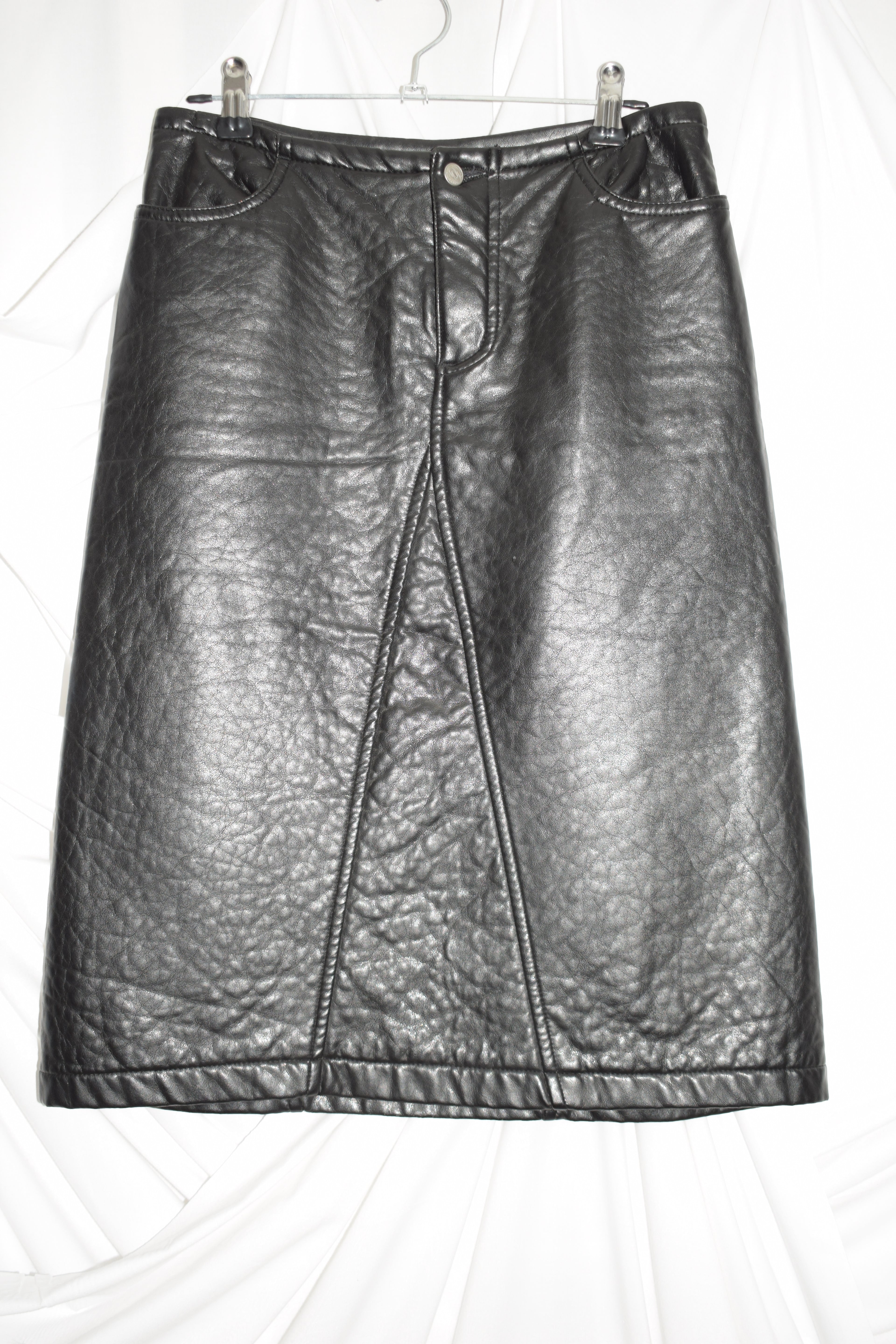 FAUX LEATHER MIDI SKIRT