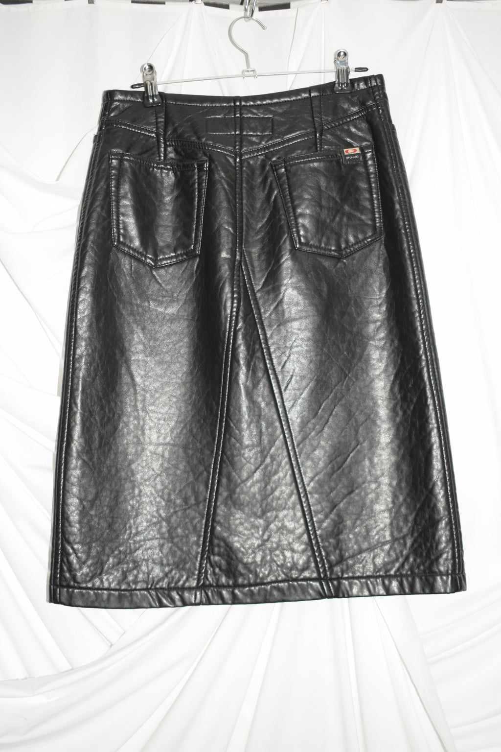 FAUX LEATHER MIDI SKIRT