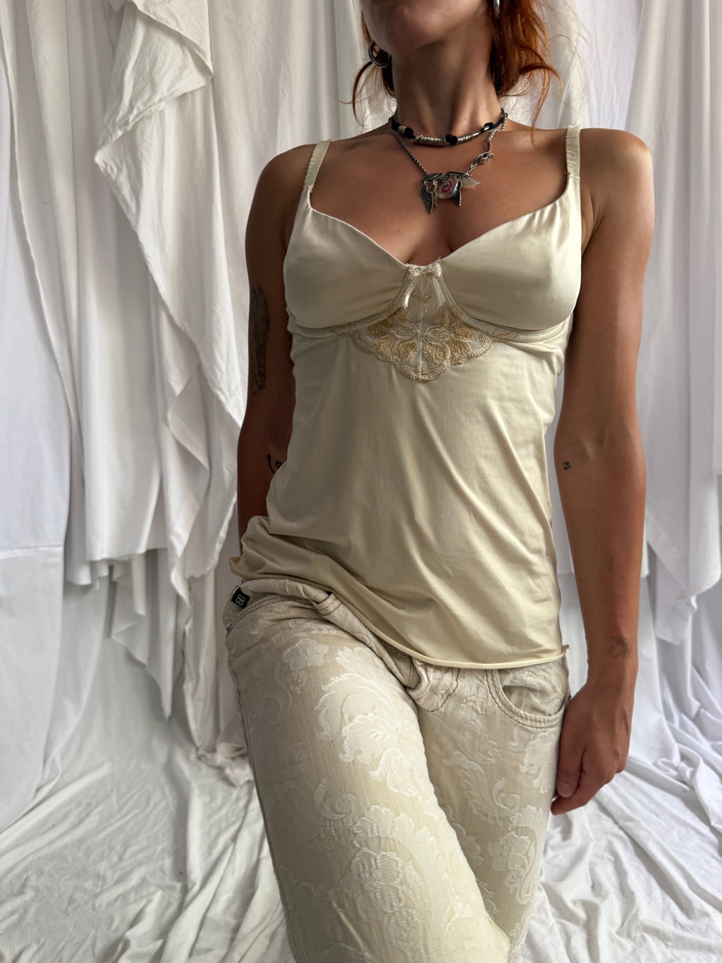 CREAM SATIN CAMI TOP