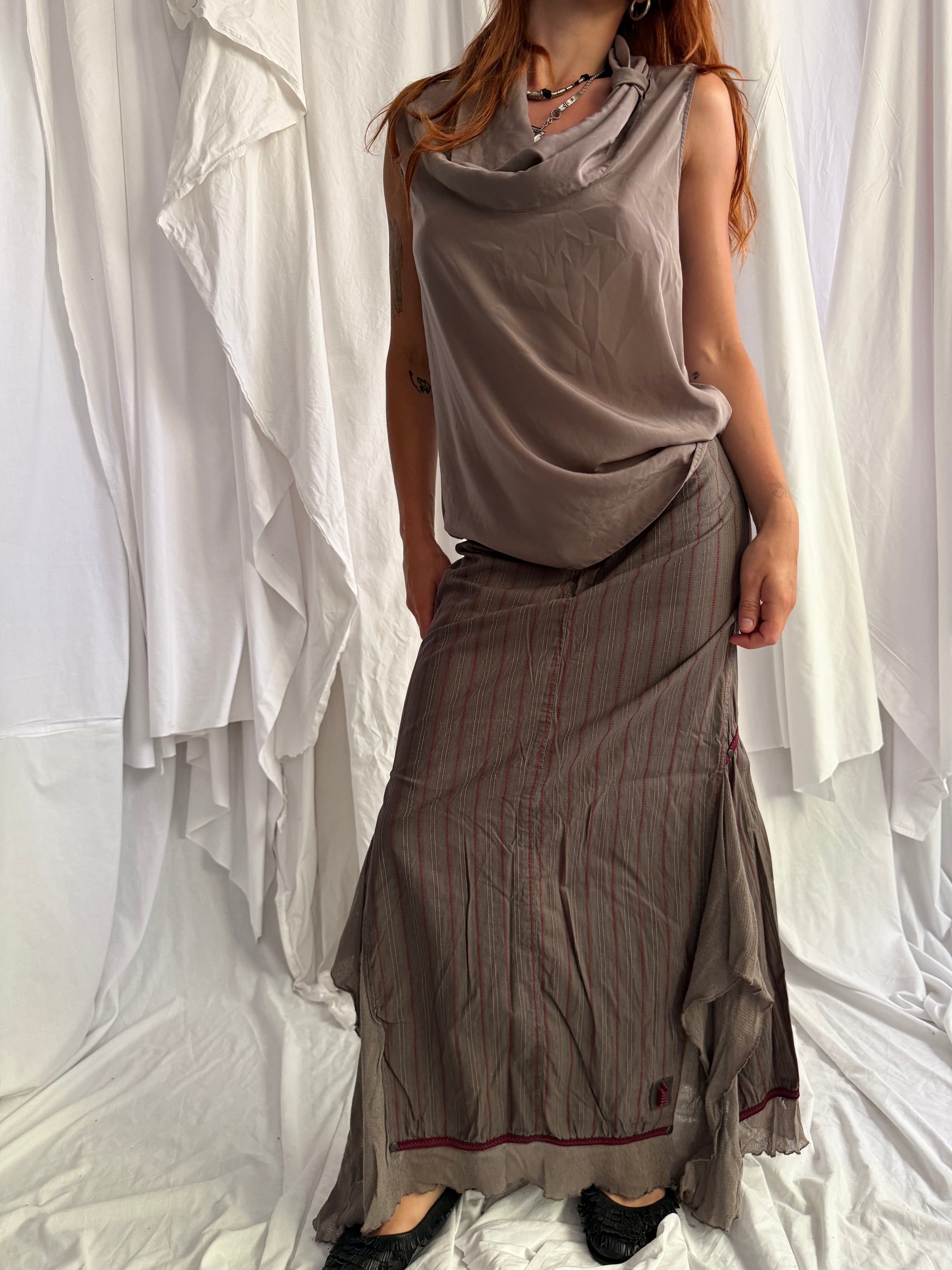 DRAPED COWL NECK SLEEVELESS TOP