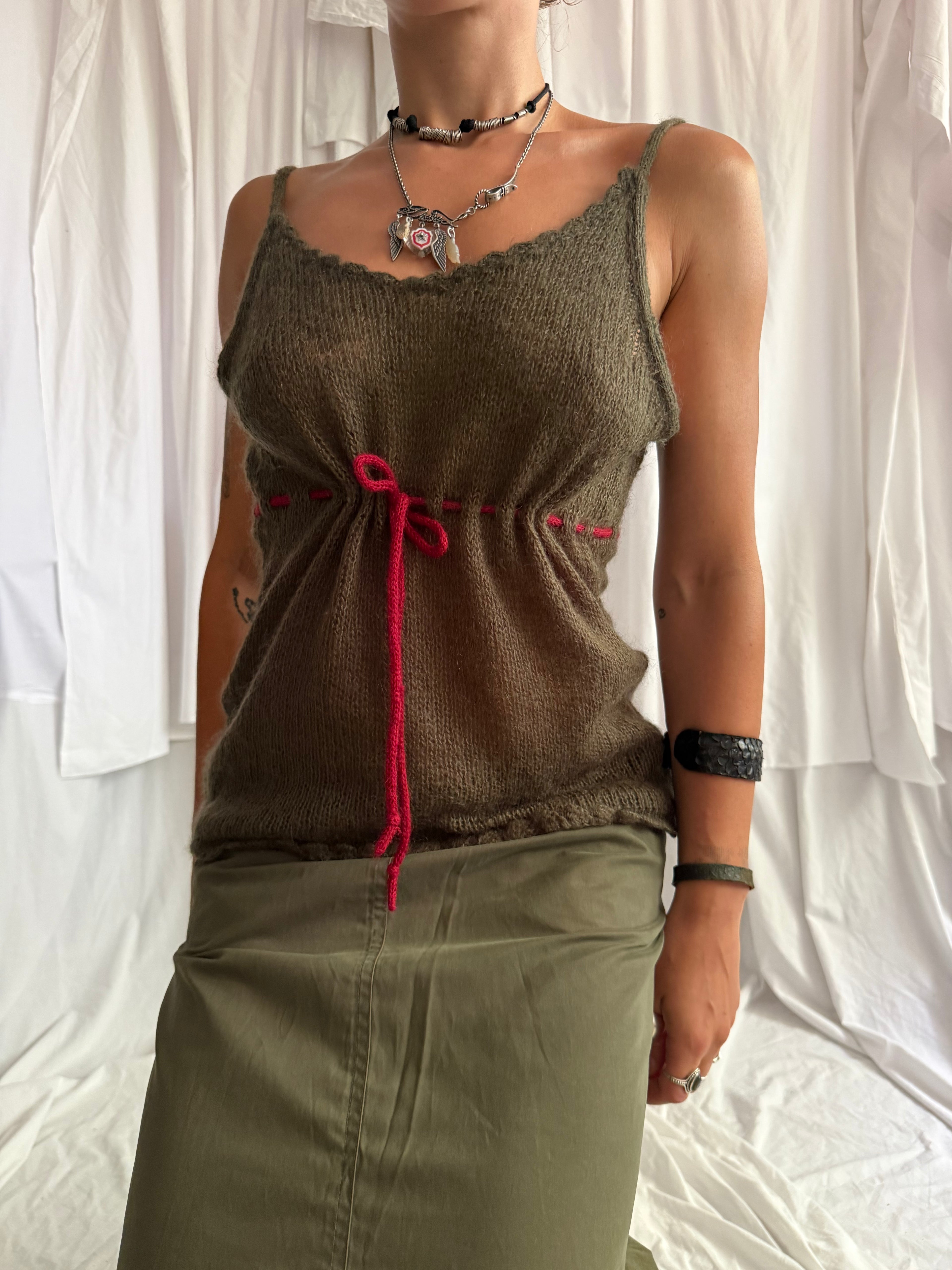 OLIVE KNIT CAMI TOP