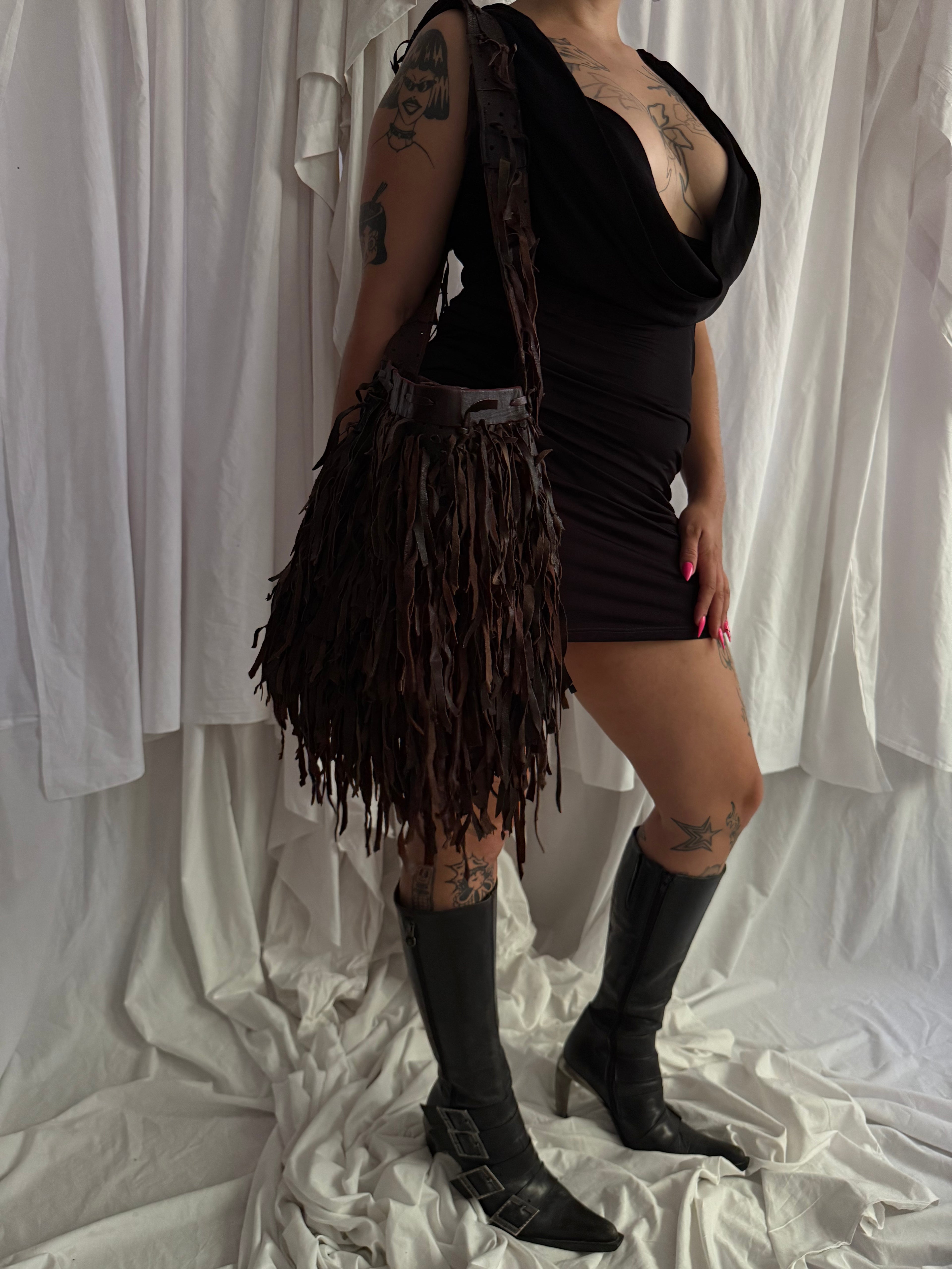 BROWN LEATHER CROSSBODY BAG