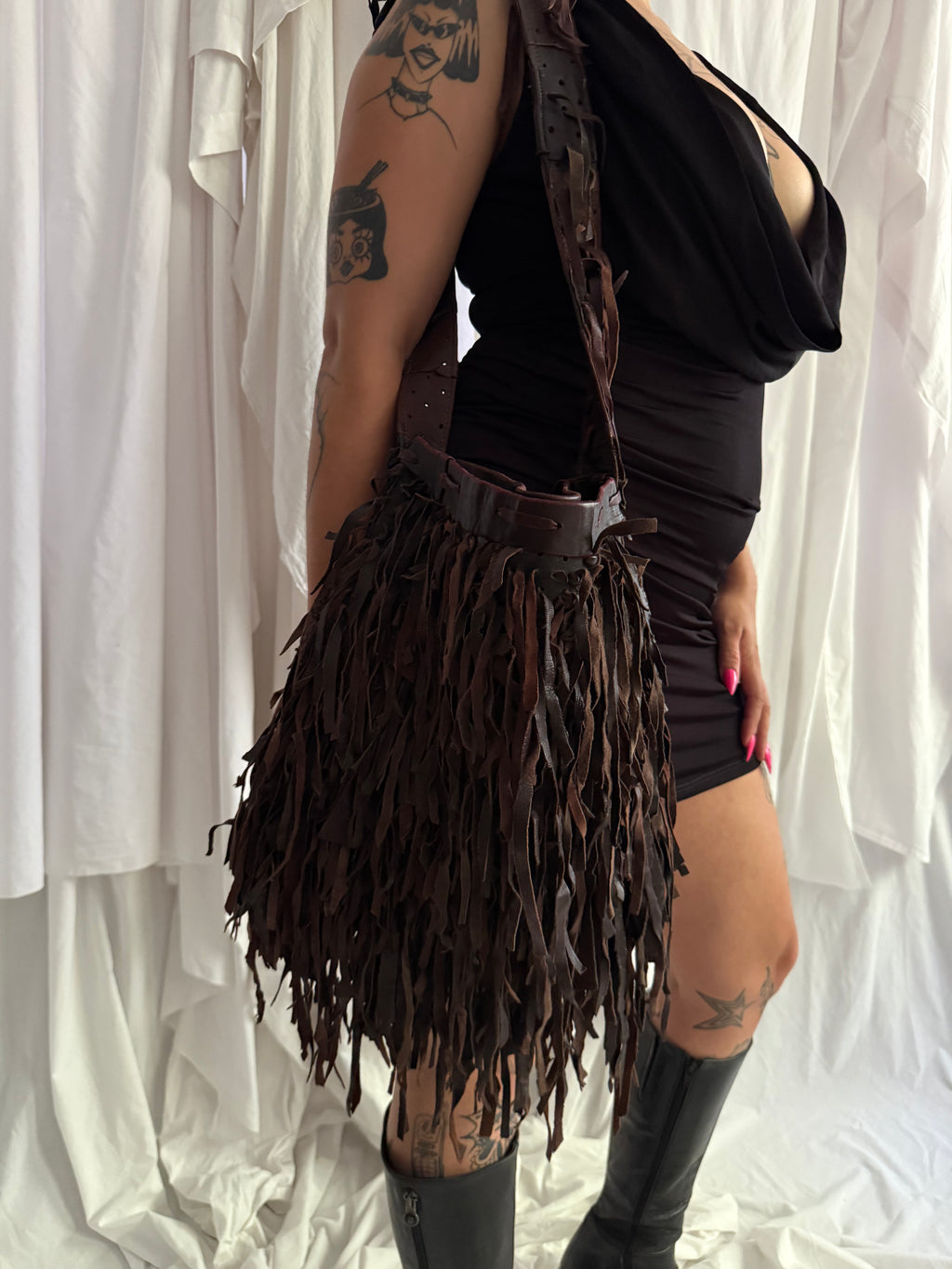 BROWN LEATHER CROSSBODY BAG