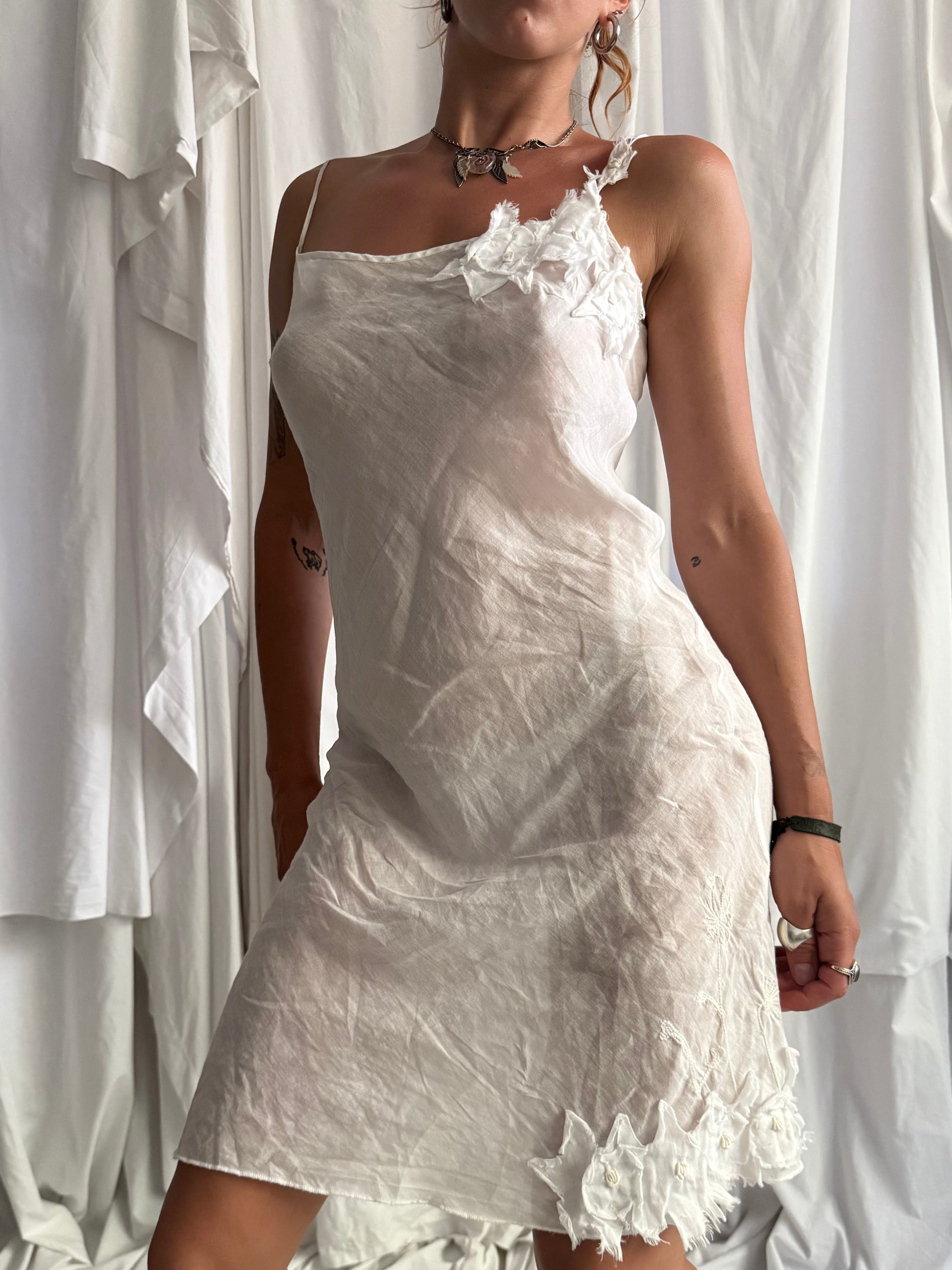COP COPINE WHITE LINEN DRESS