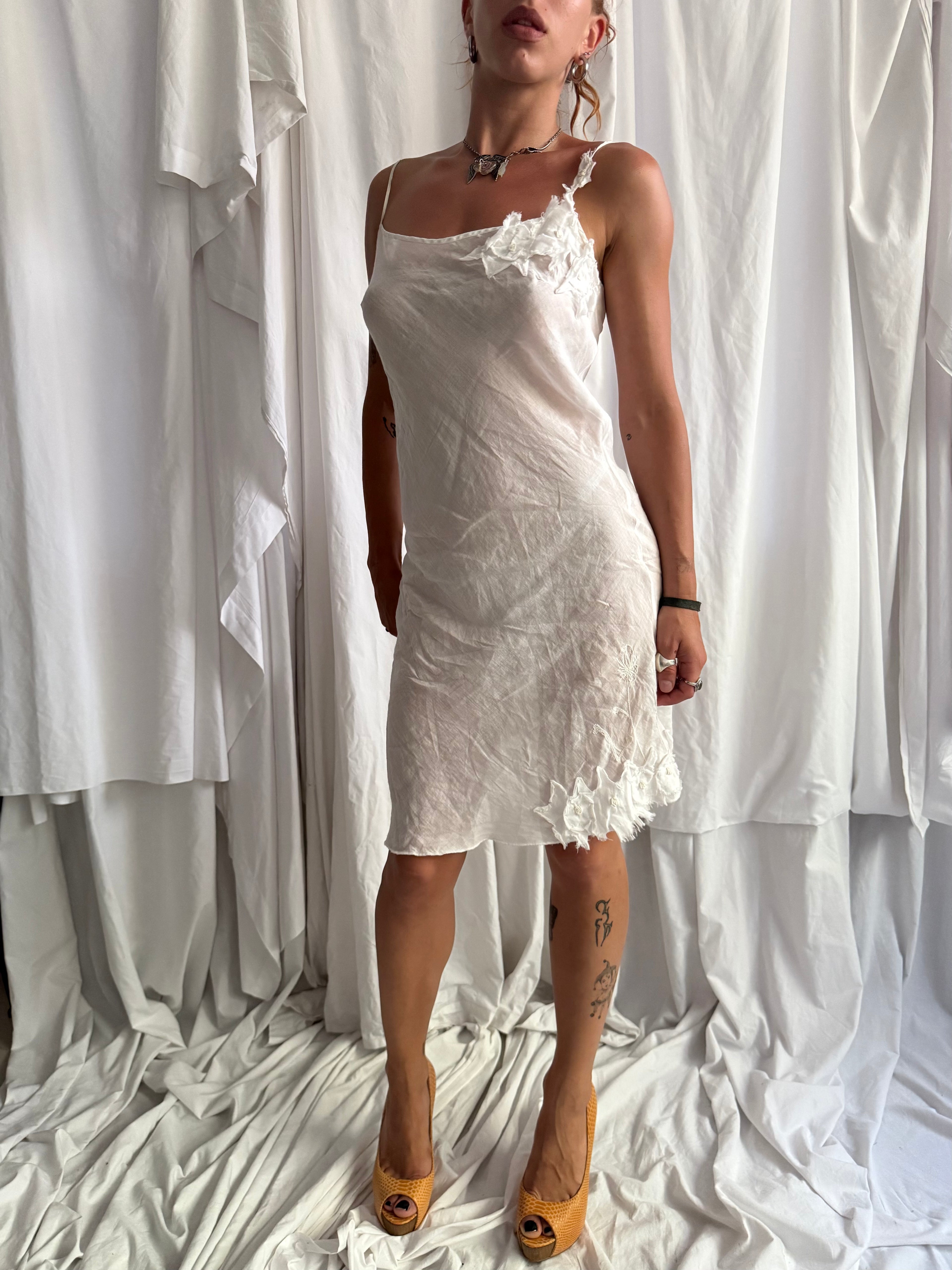 COP COPINE WHITE LINEN DRESS