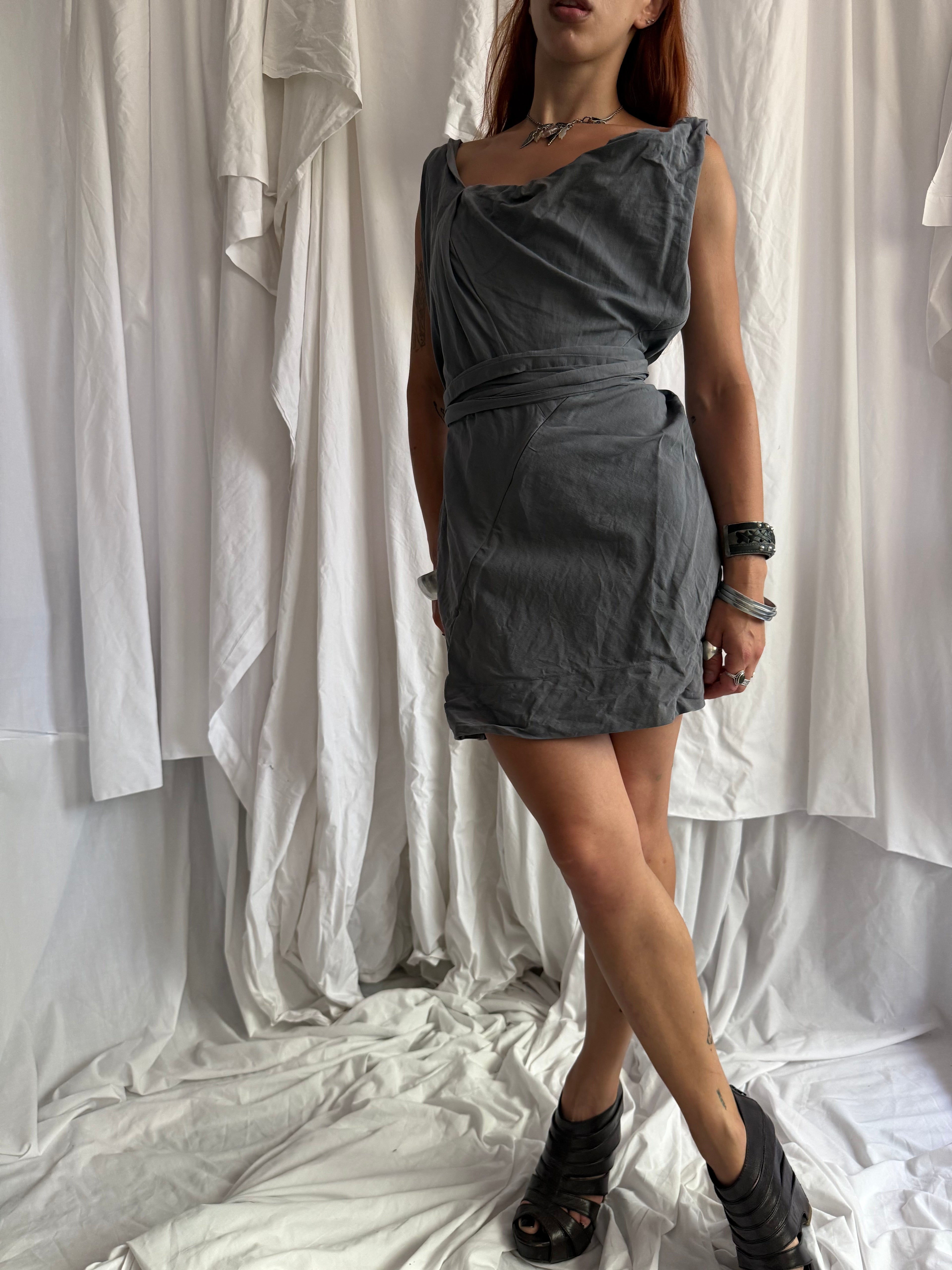 GREY ALLSAINTS CORSET MINI DRESS