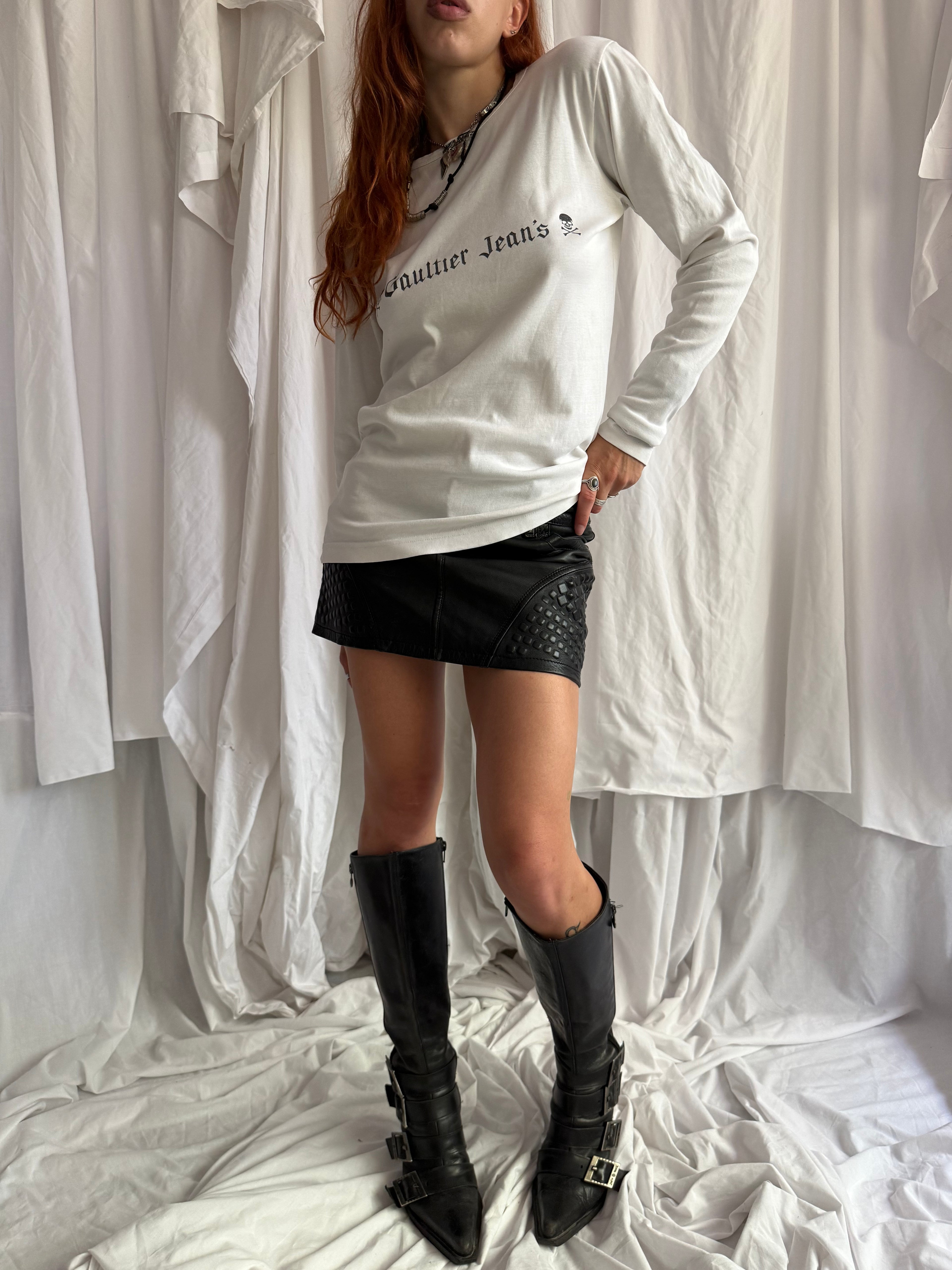 WHITE JEAN PAUL GAULTIER SKUL LONG SLEEVE TOP