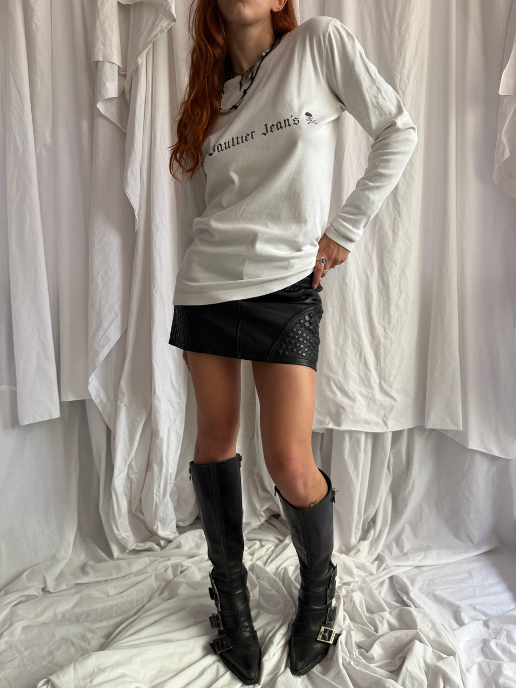WHITE JEAN PAUL GAULTIER SKUL LONG SLEEVE TOP
