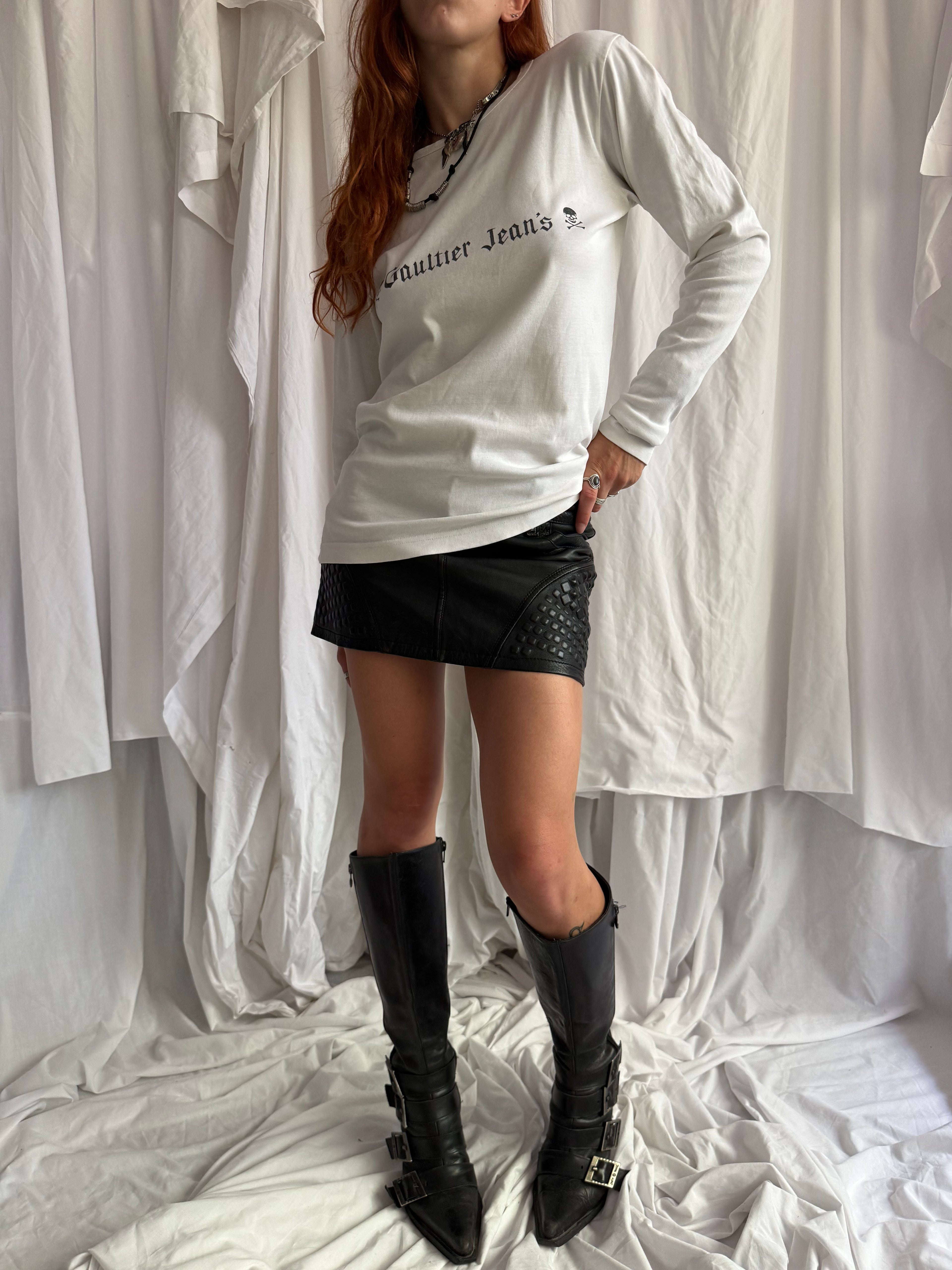 WHITE JEAN PAUL GAULTIER SKUL LONG SLEEVE TOP