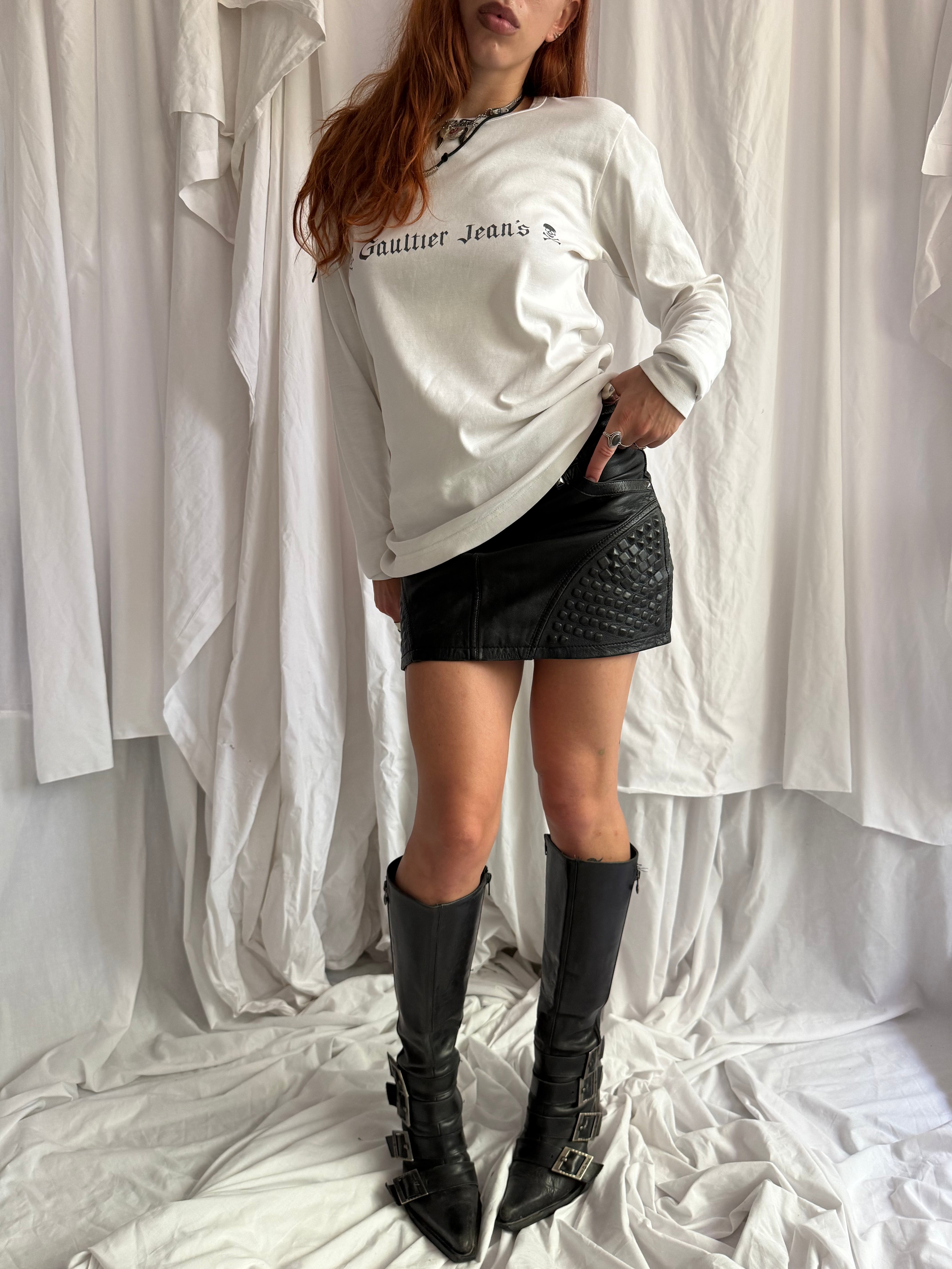 WHITE JEAN PAUL GAULTIER SKUL LONG SLEEVE TOP