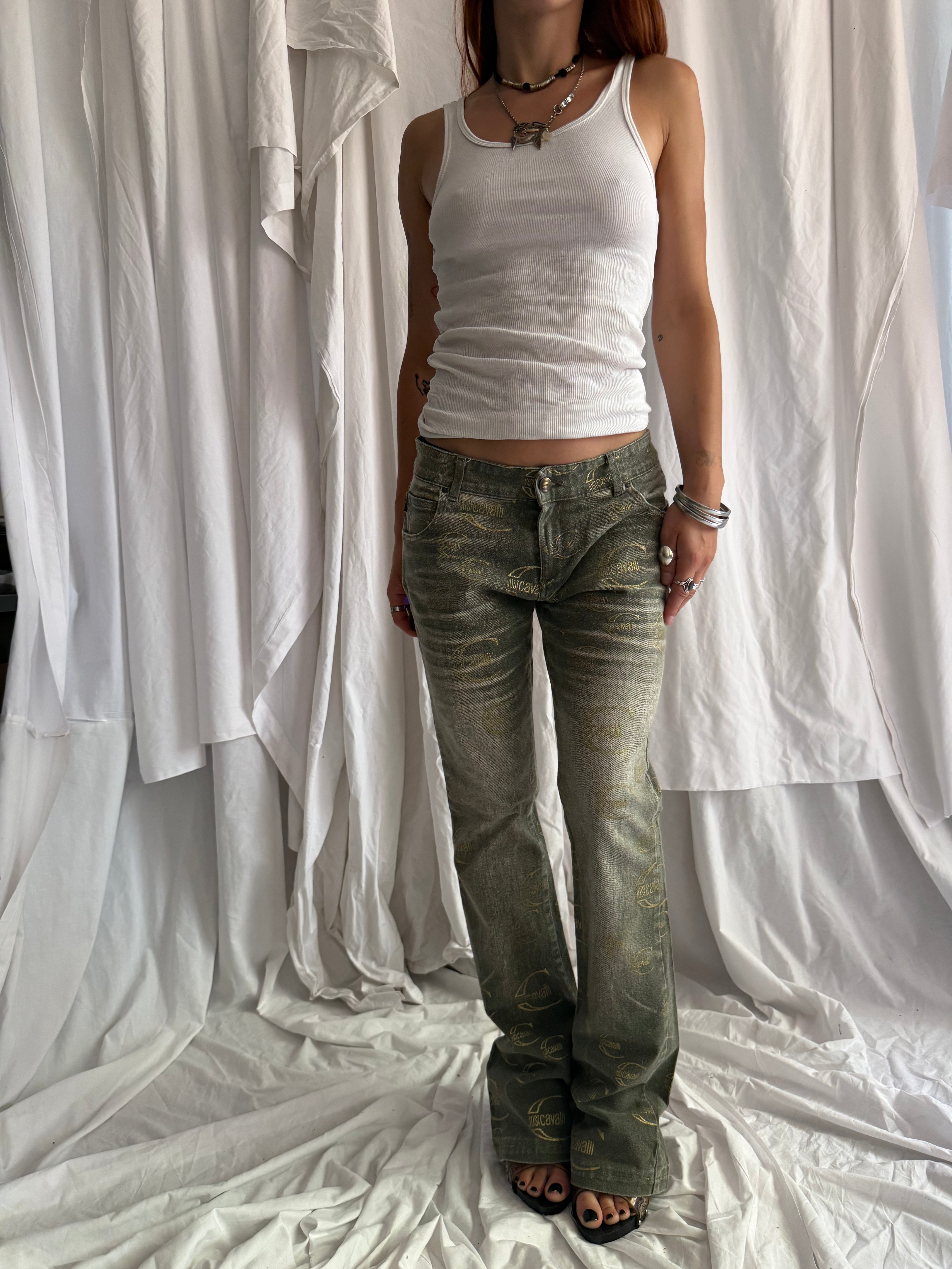 KHAKI WASH JUST CAVALLI LOW-RISE JEANS